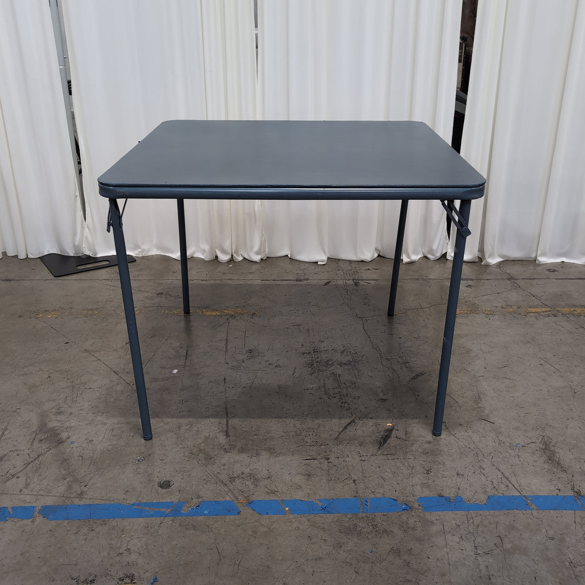 Rectangular Dark Blue Folding Table with Vinyl Top