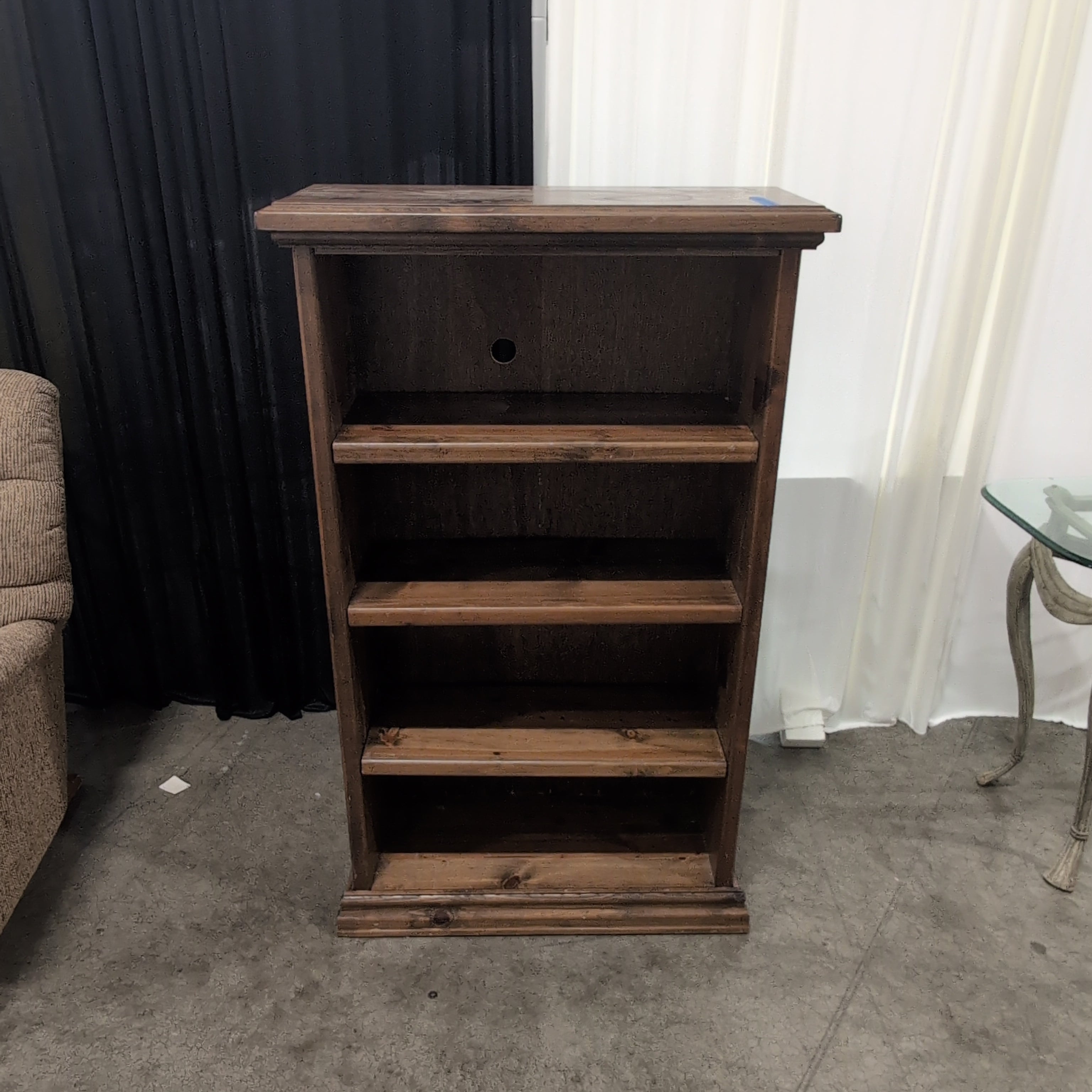 Traditional Dark Wood Bookcase with Cable Management