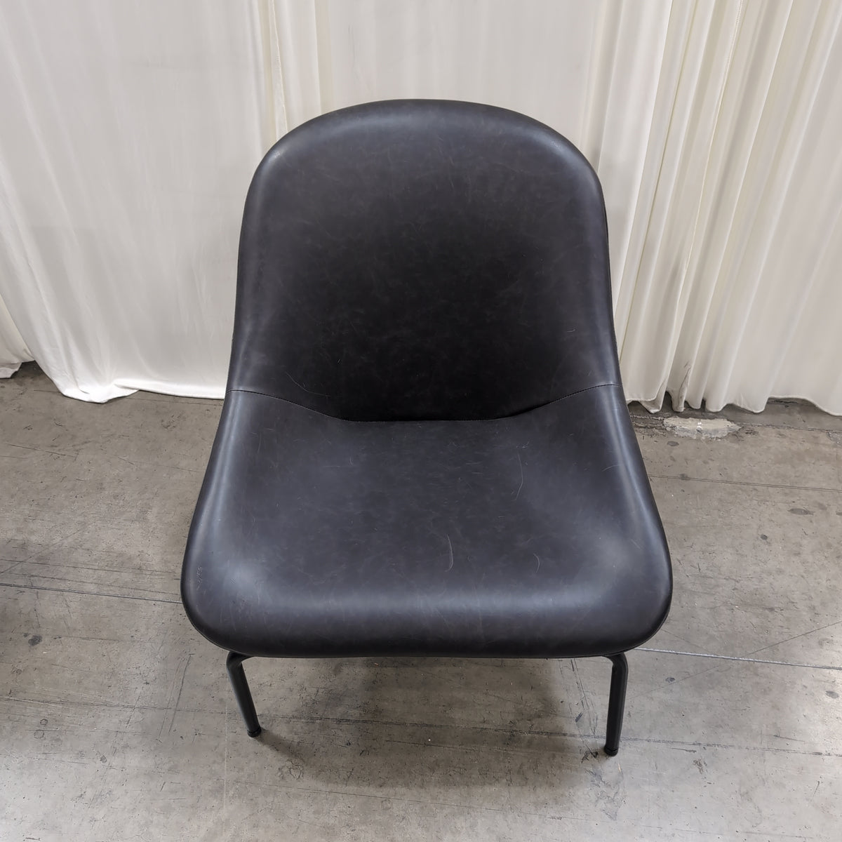 Black Faux Leather Molded Seat Chair