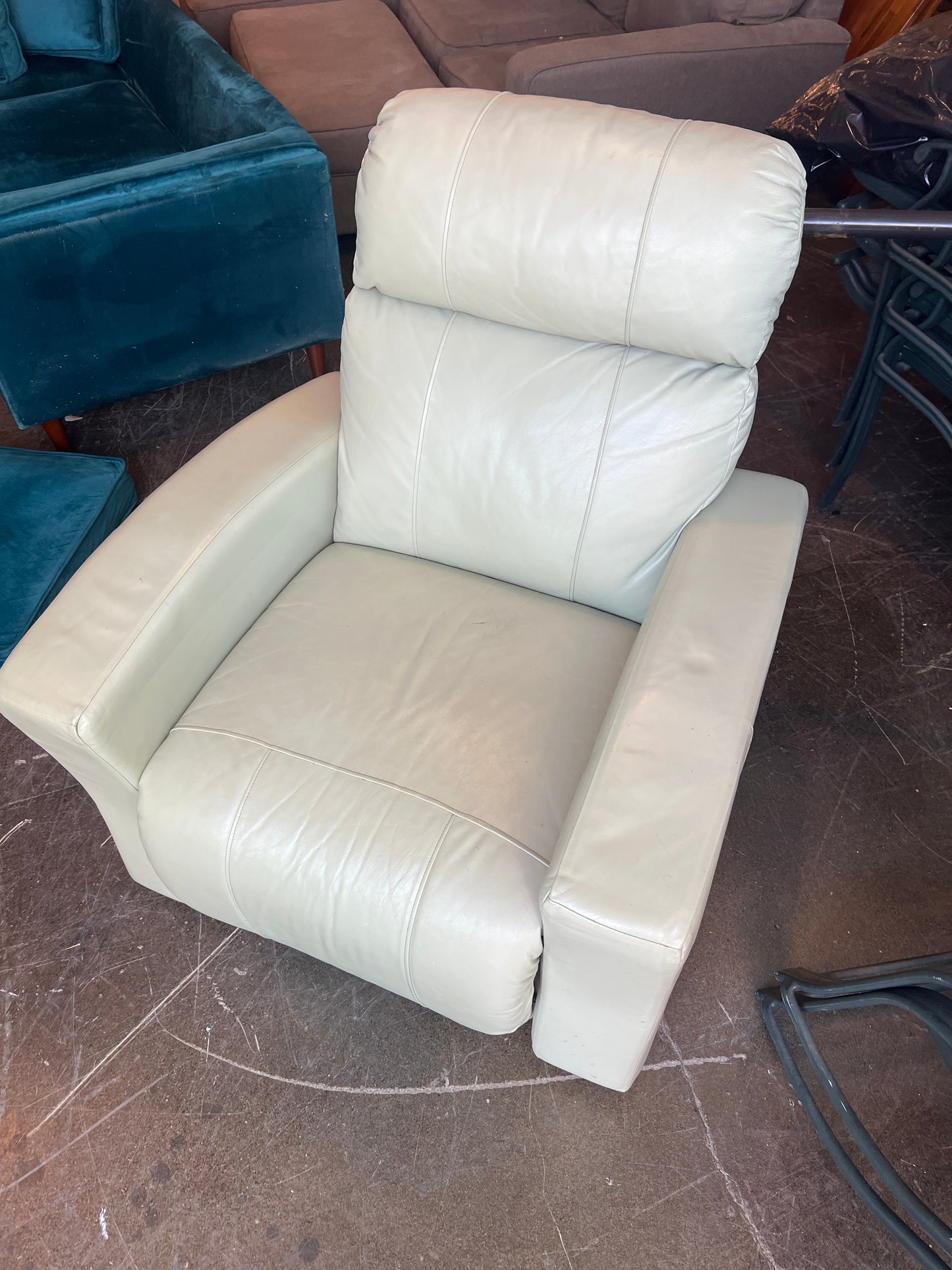 French Gray Leather Recliner Seat