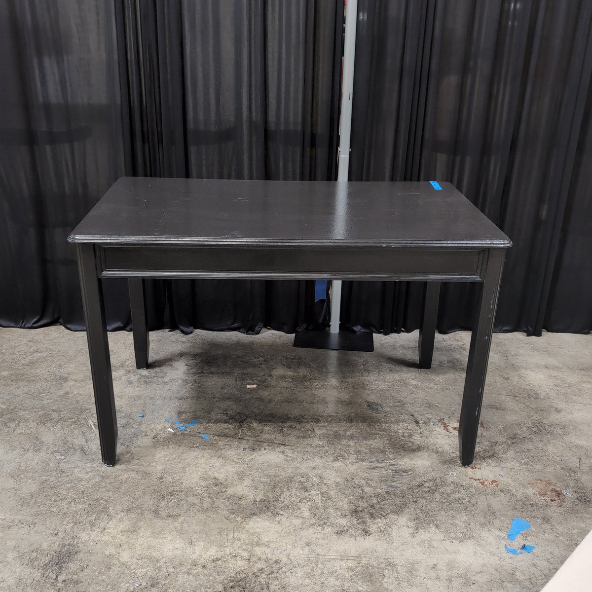 Black Wood Two-Drawer Desk with Silver Knobs