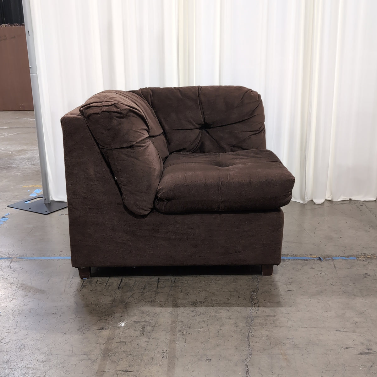 Plush Brown Microsuede Armchair with Tufted Cushion