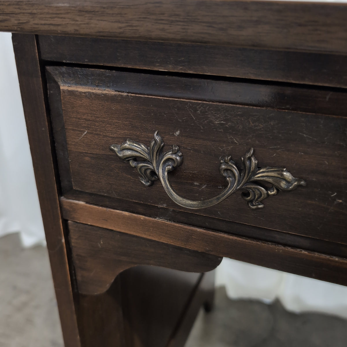 Dark Wood Traditional Style Desk with Ornate Hardware