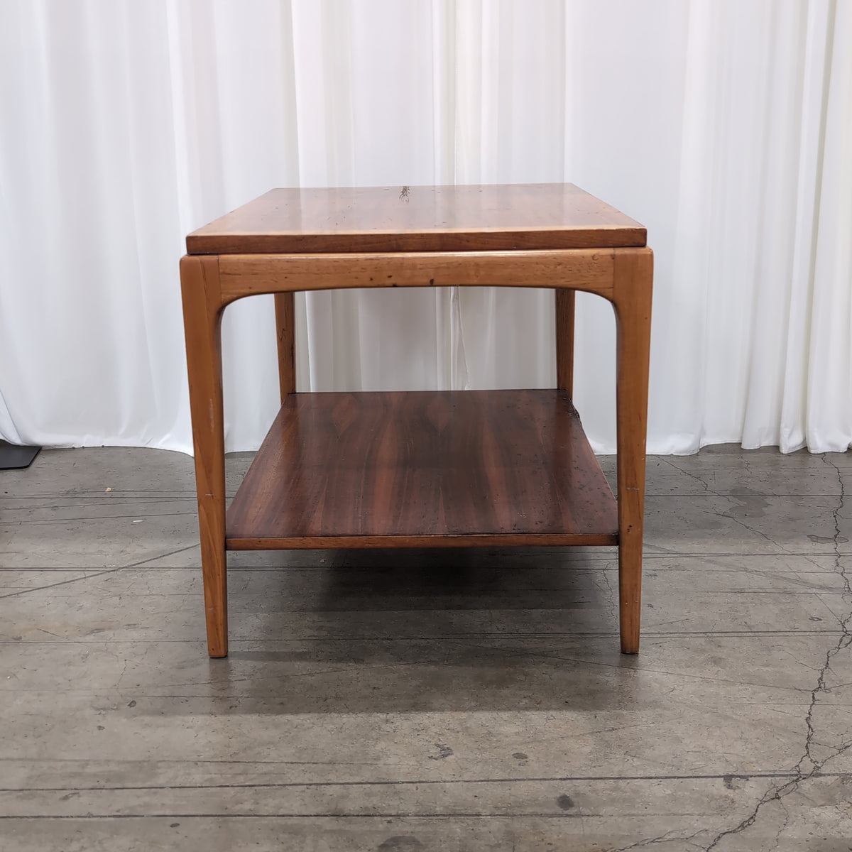 Brown Wood Two-Tier End Table