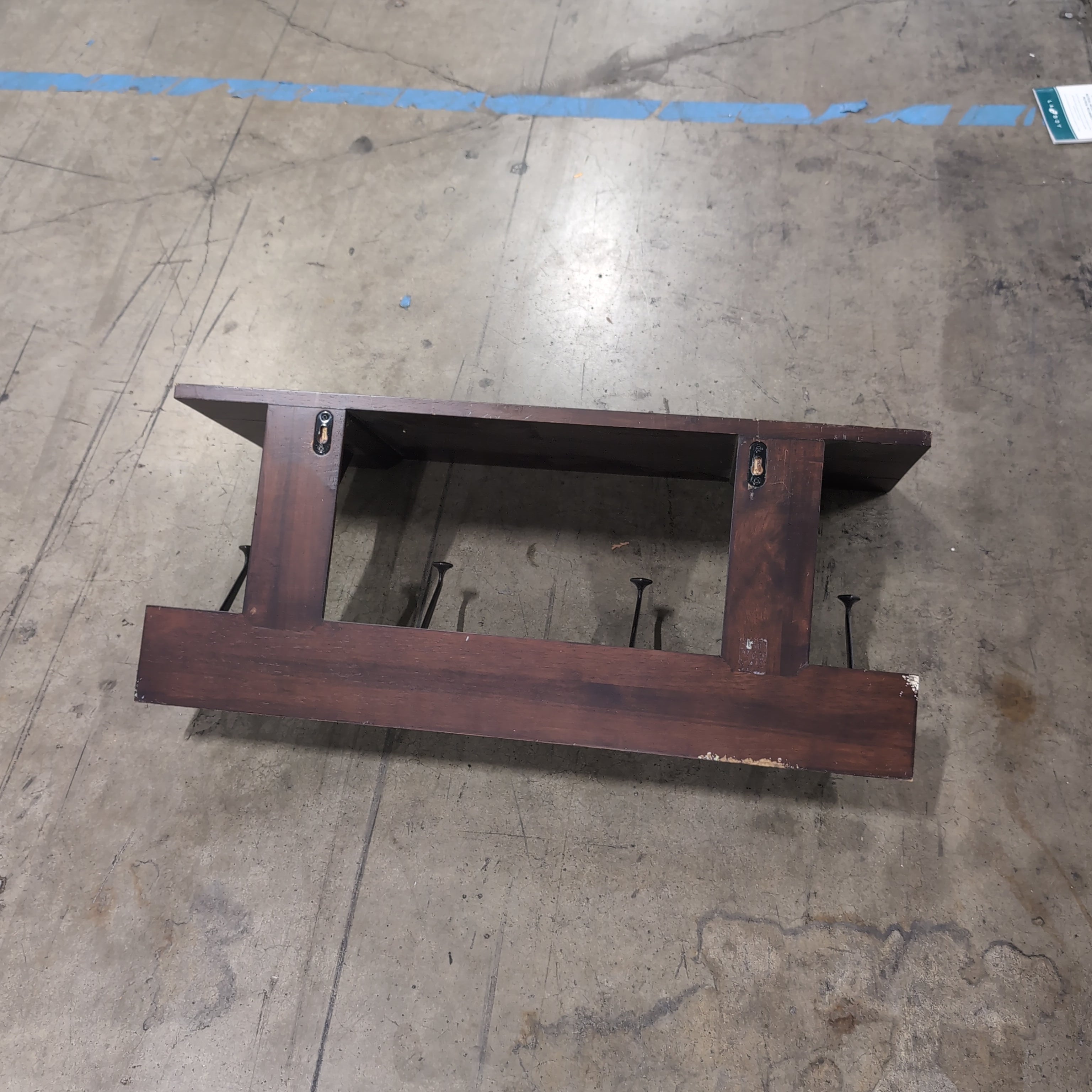 Dark Wood Coat Rack with Metal Hooks