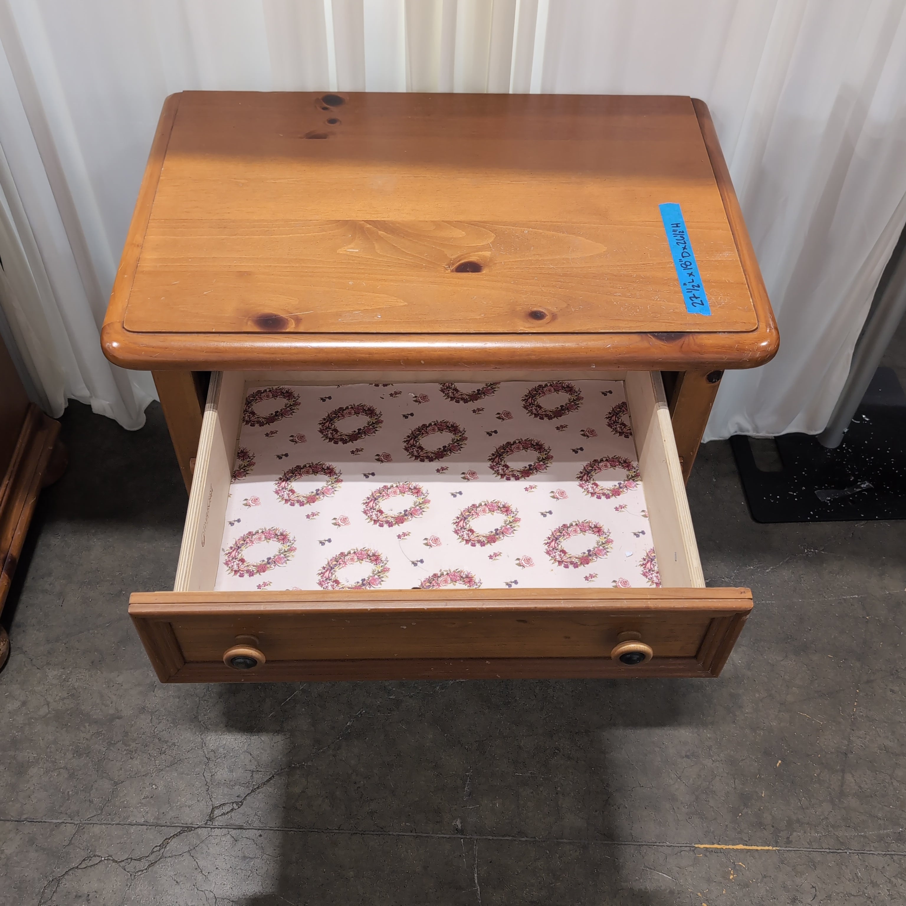Warm Tone Wood Nightstand with Open Storage