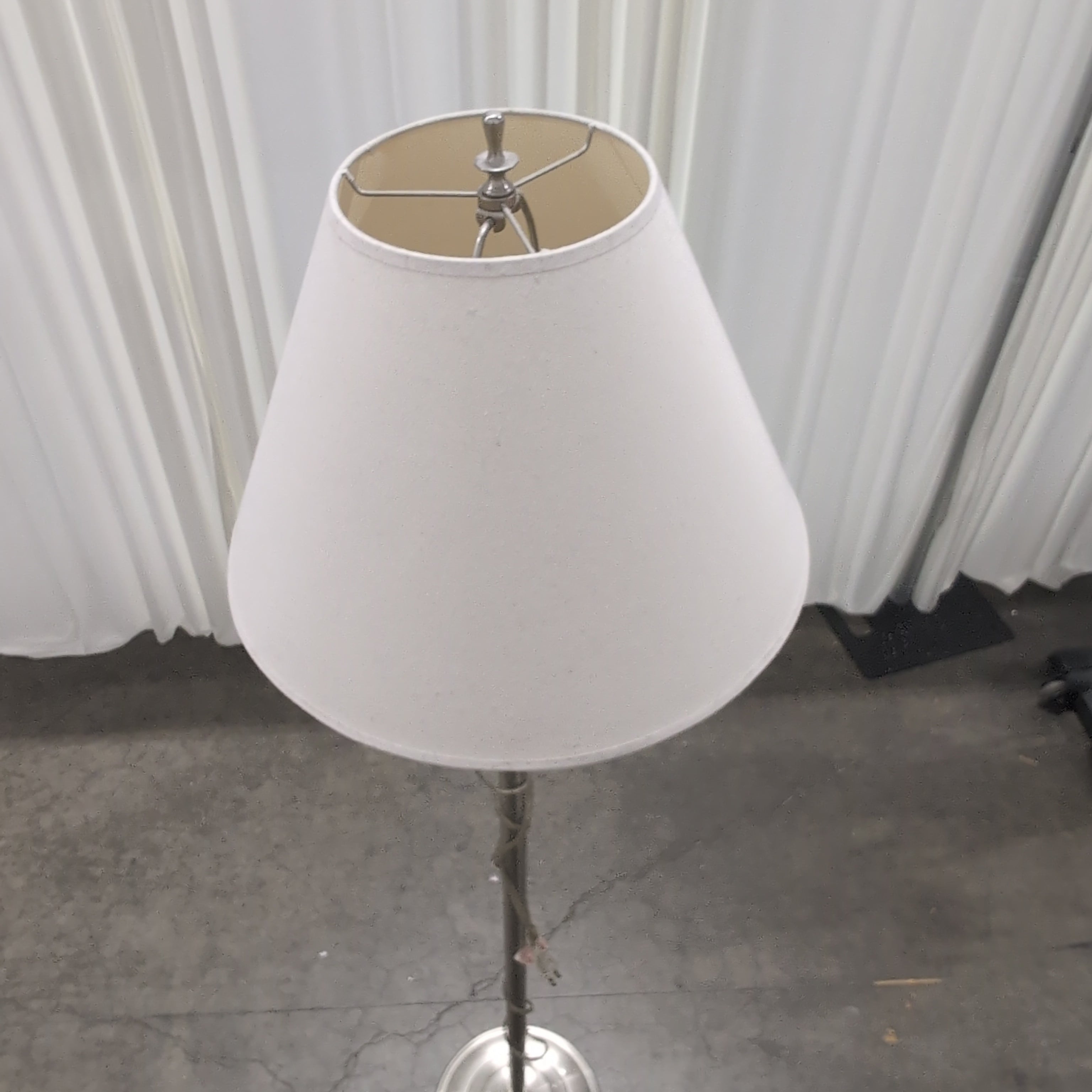 Brushed Nickel Decorative Stem Floor Lamp with Tapered Shade
