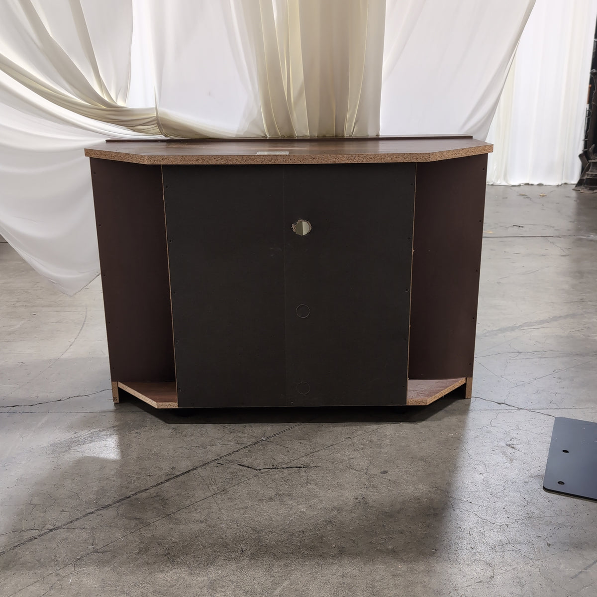 Warm Brown Wood TV Stand with Storage Doors