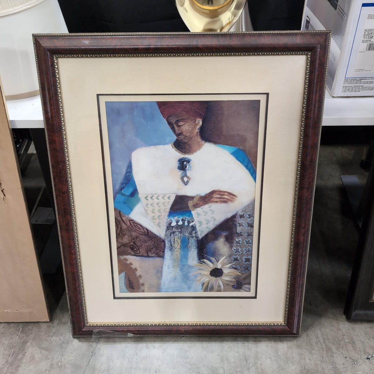 Figurative Portrait Painting in a Dark Wood Frame