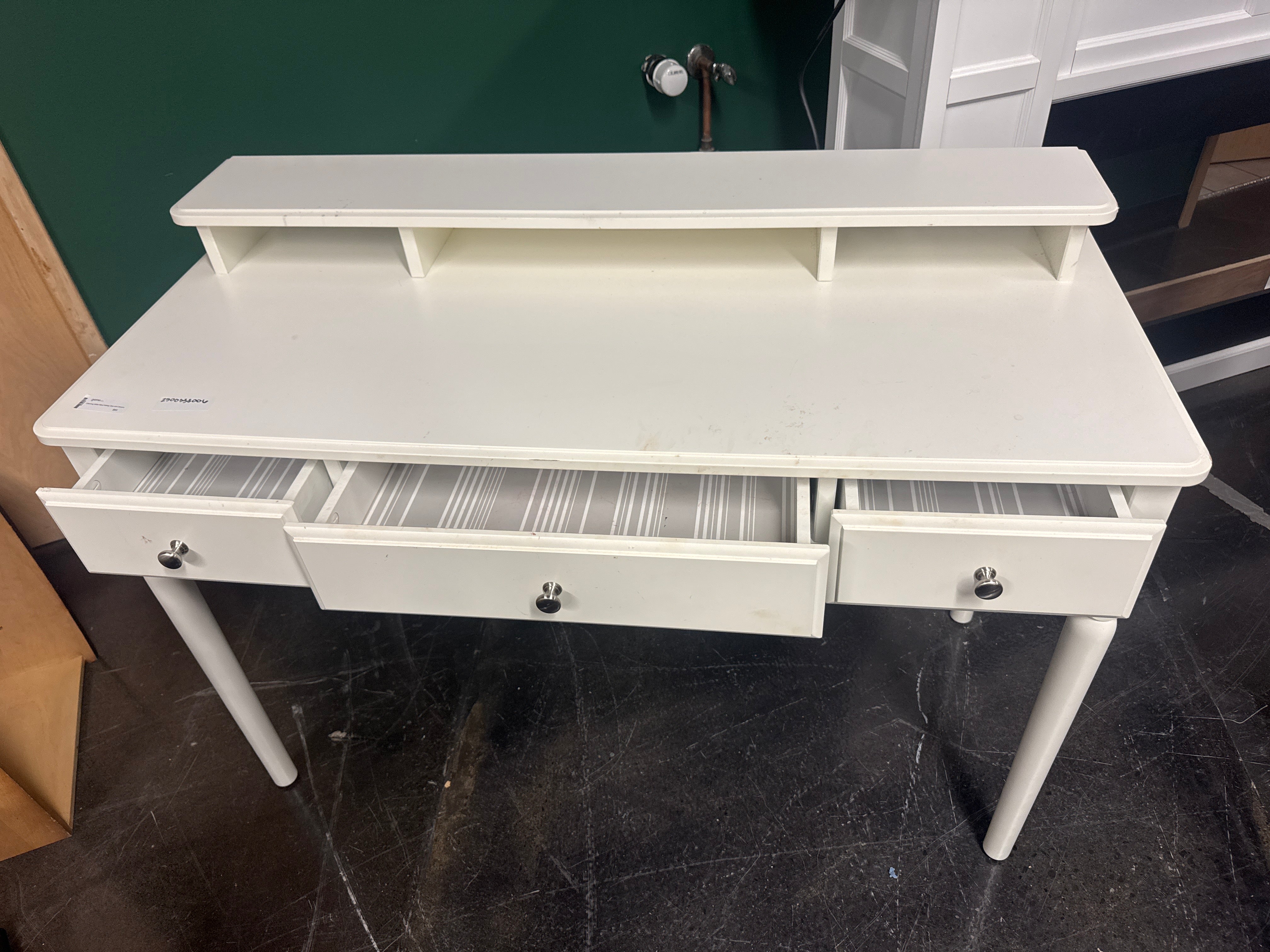 White Wood Writing Desk with Drawers