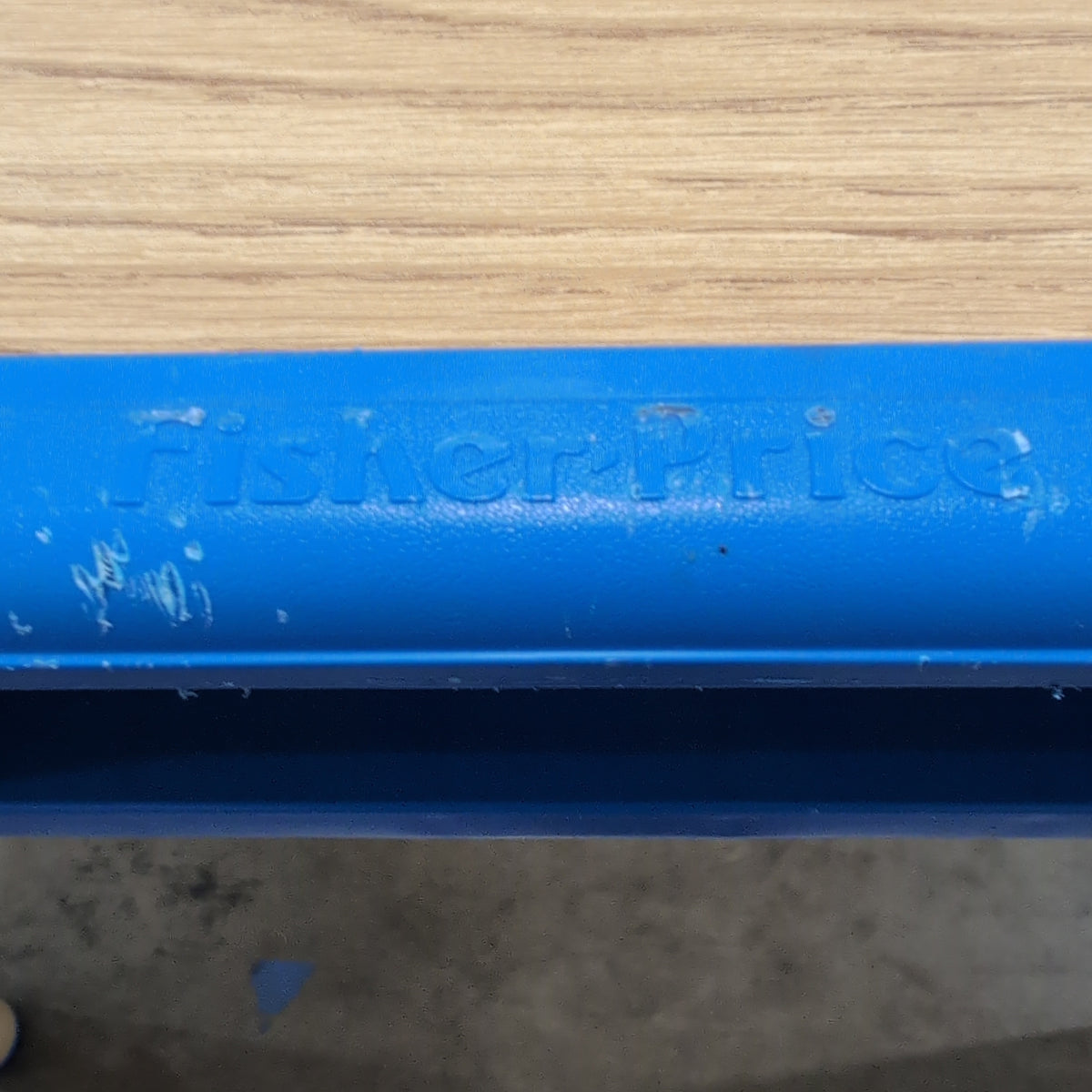 Blue Plastic Frame Kids Table with Wood-Look Top