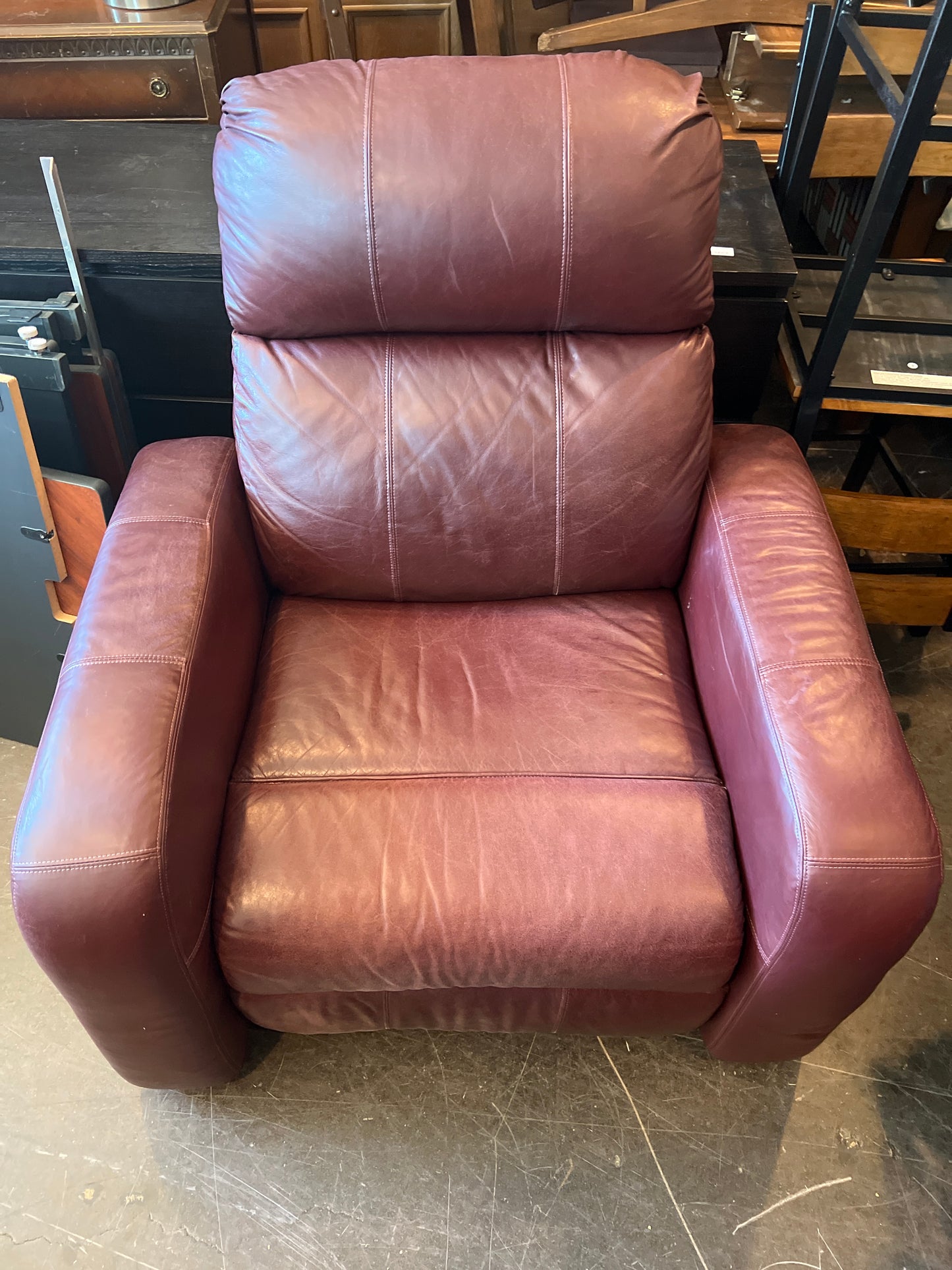 Burgundy Leather Recliner Armchair