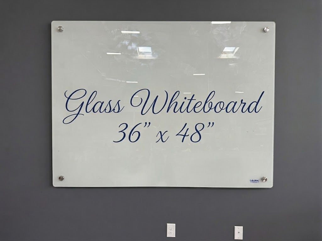 Global Industrial Magnetic Glass Dry Erase Board, 3 Foot x 4 Foot, Frameless White Tempered Glass