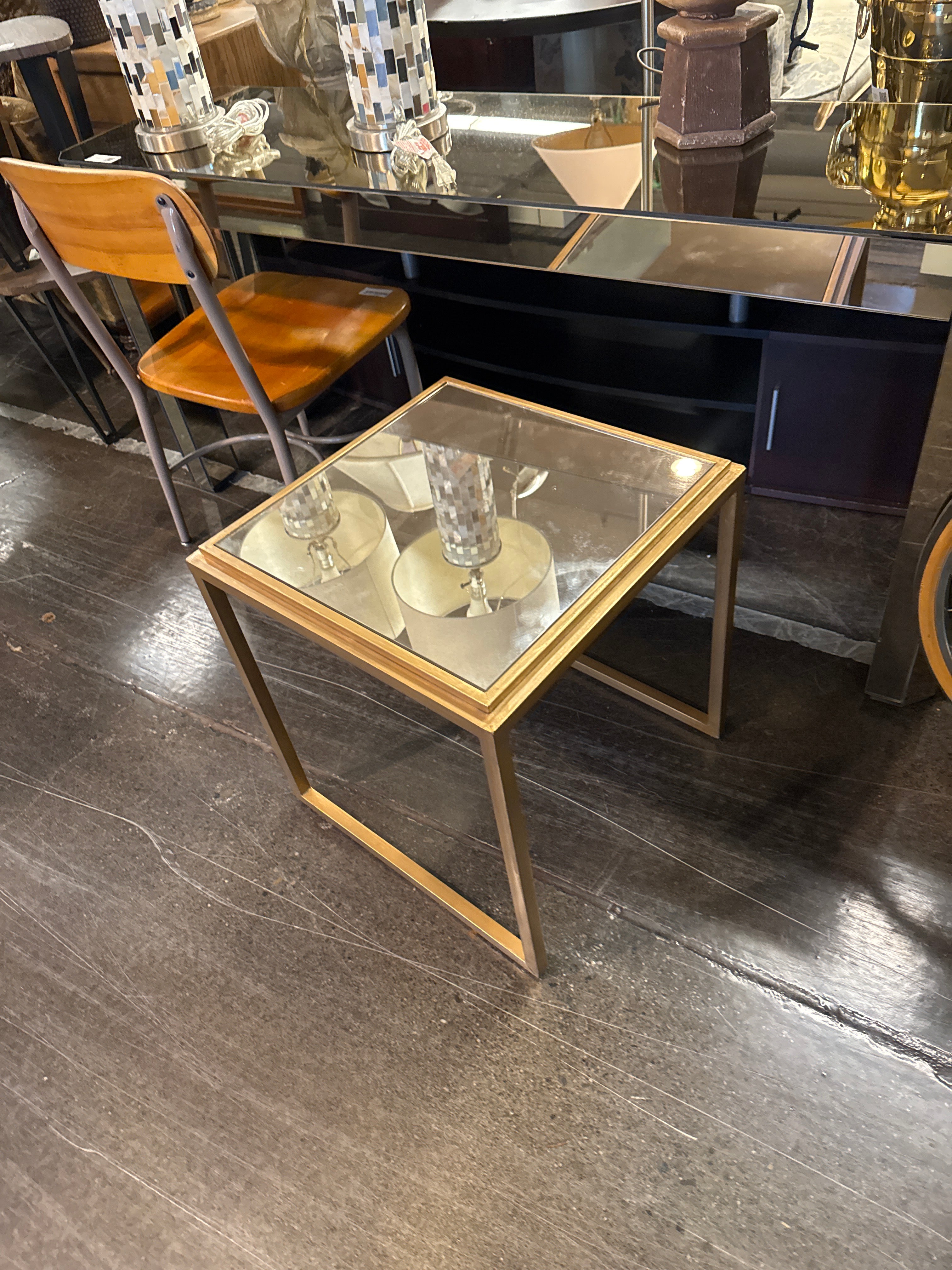 Pier 1 Imports Gold Metal & Glass Accent Side Table