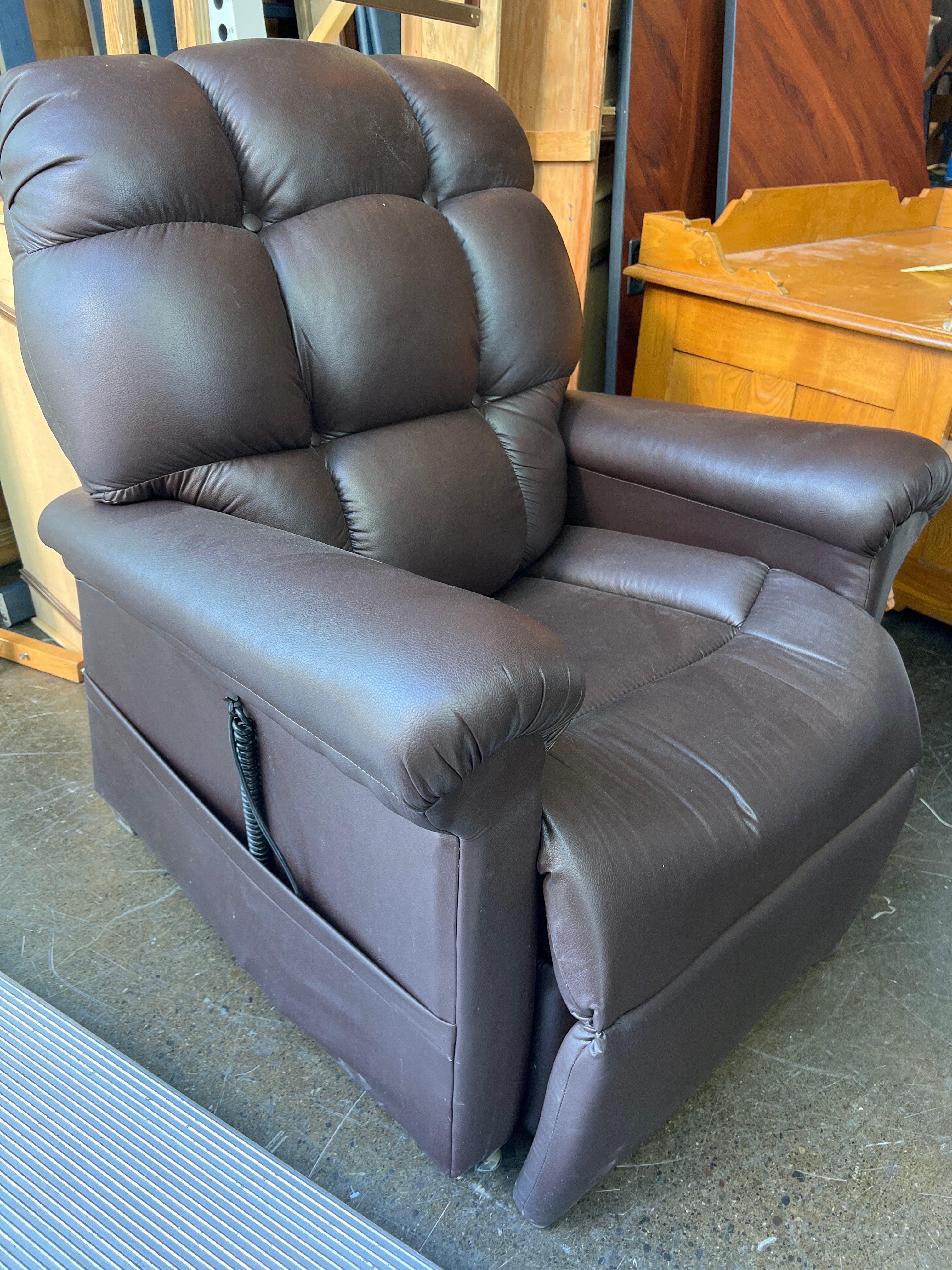 Dark Brown Tufted Recliner Chair