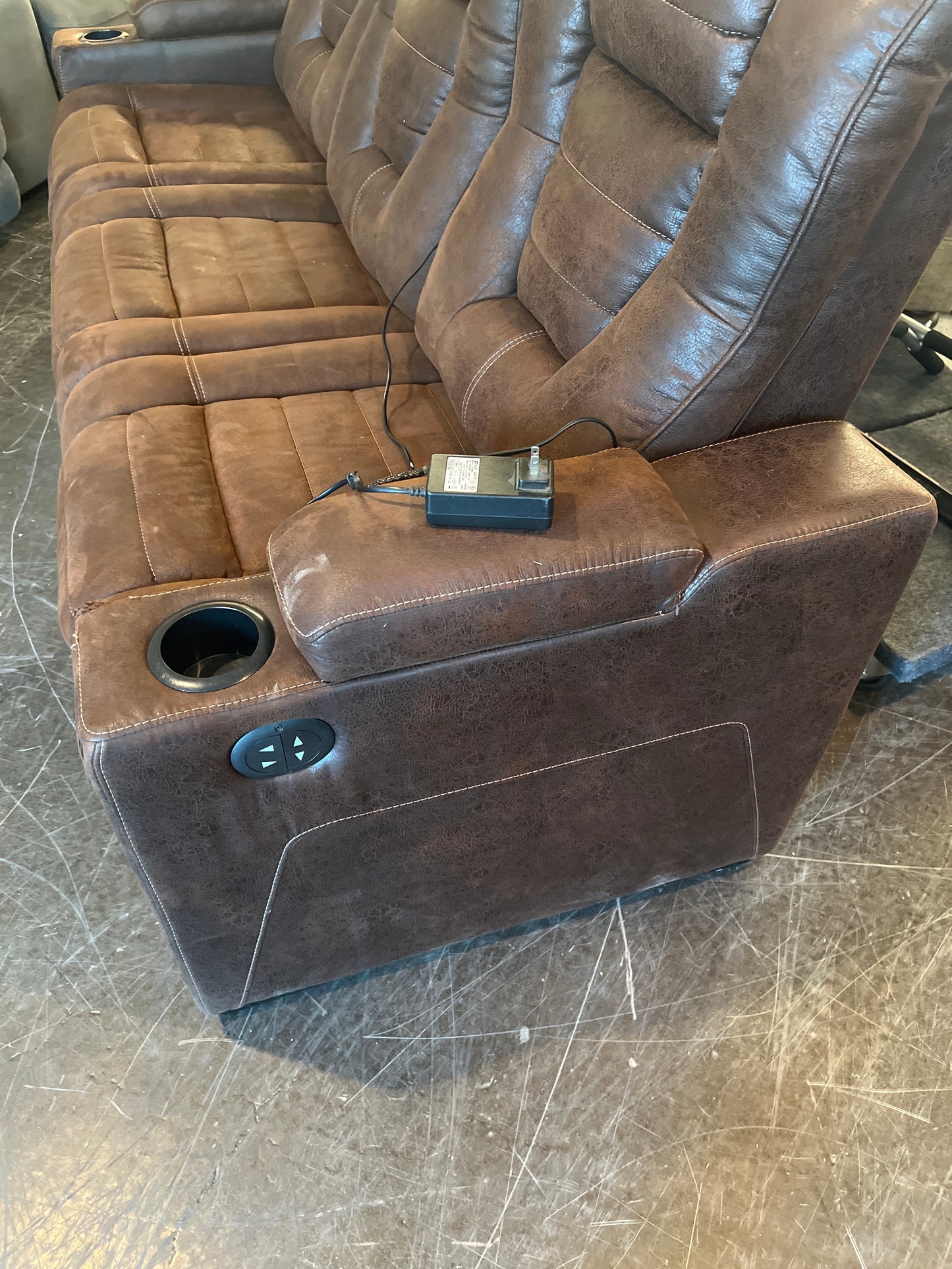 Brown Reclining Sofa with Cup Holders