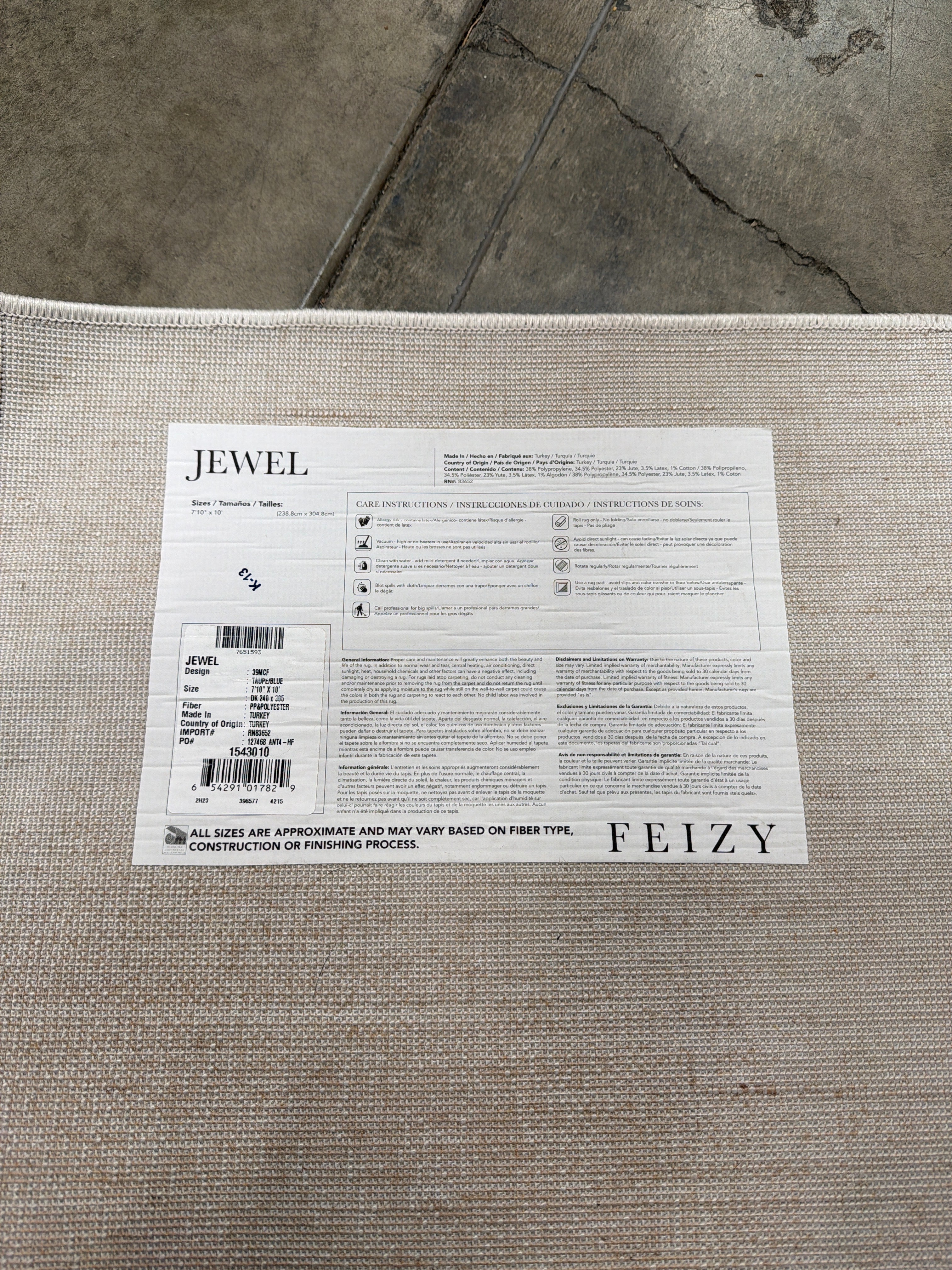 Feizy Jewel Modern Abstract, Taupe/Blue/Tan, 8 x 10 Area Rug