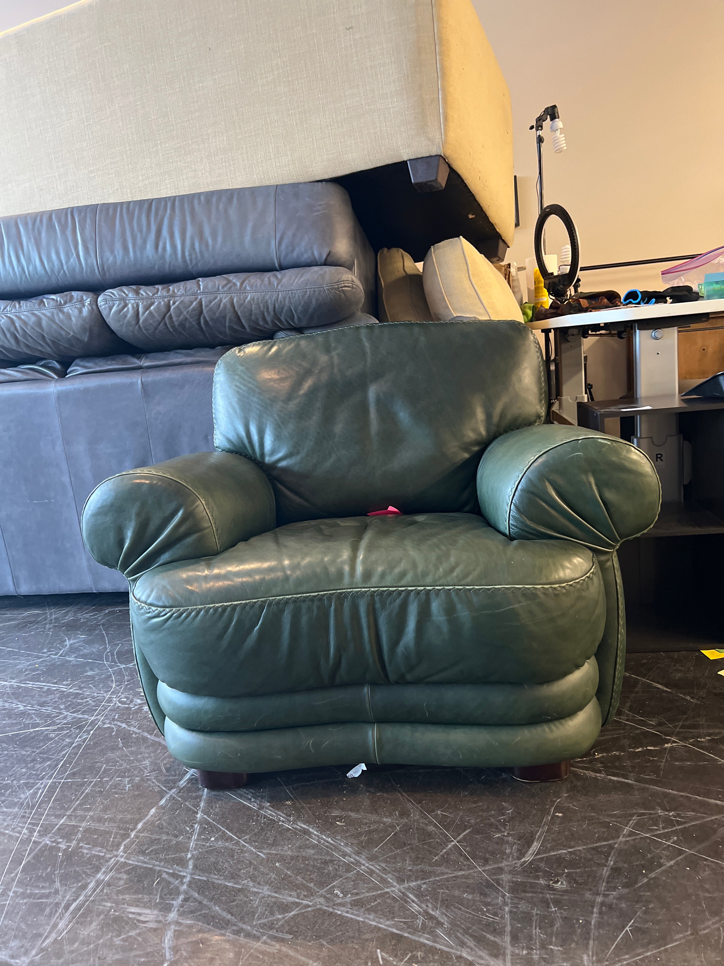 Forest Green Italian Leather Chair