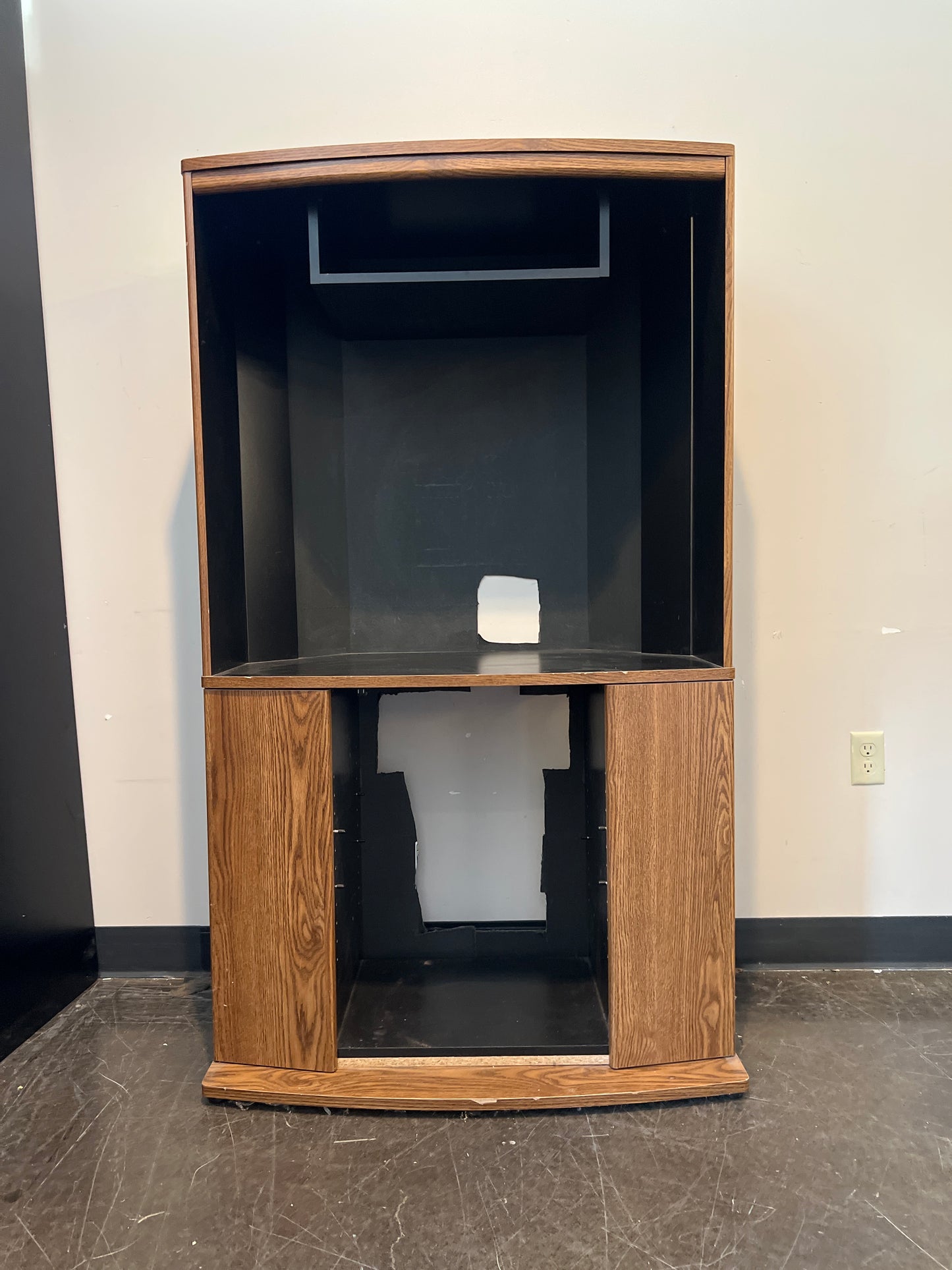 Rustic Wood Entertainment Center with Curved Front