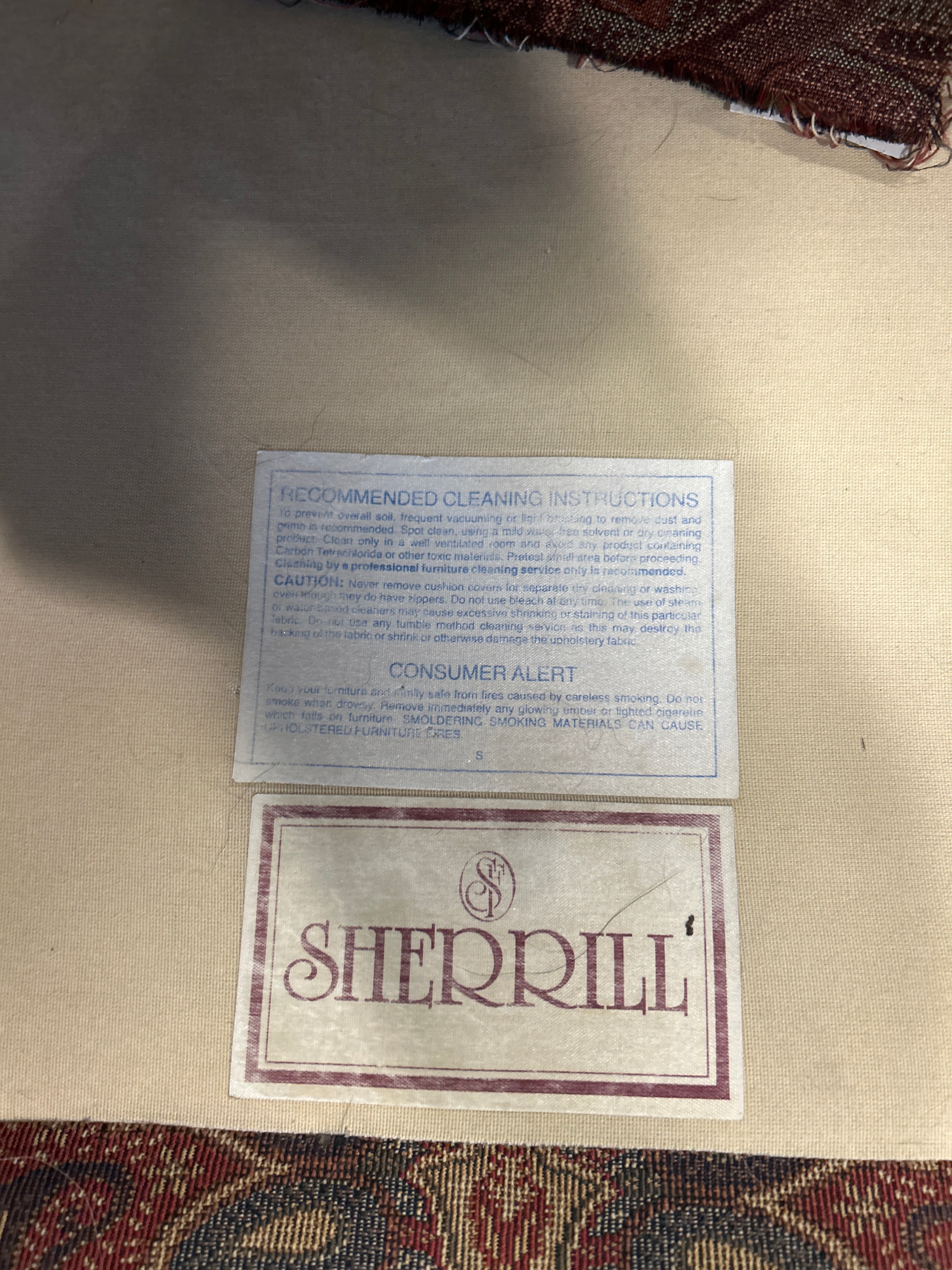 Pair of Sherrill Red Patterned Armchairs