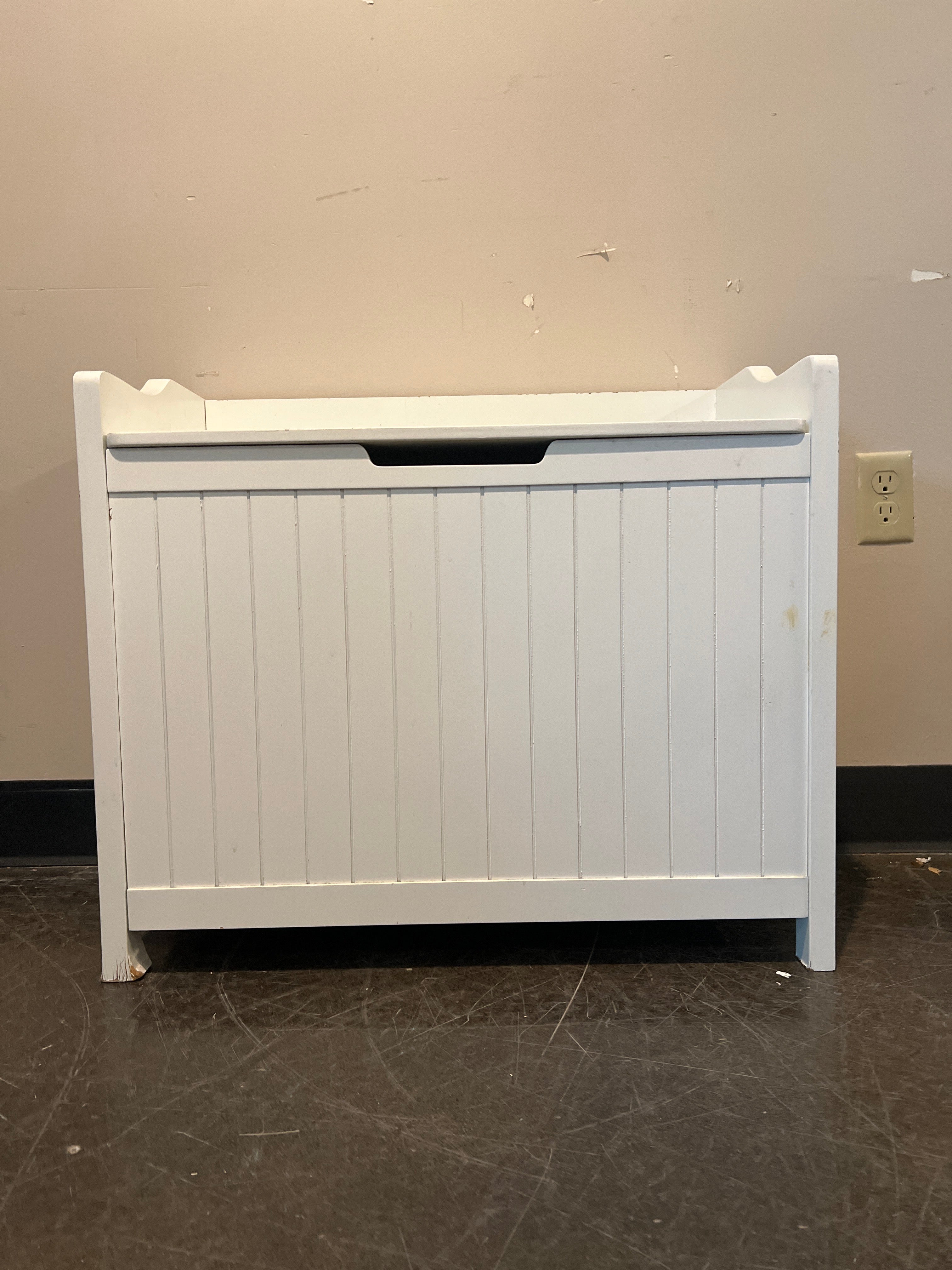 Minimalist White Wooden Storage Bench
