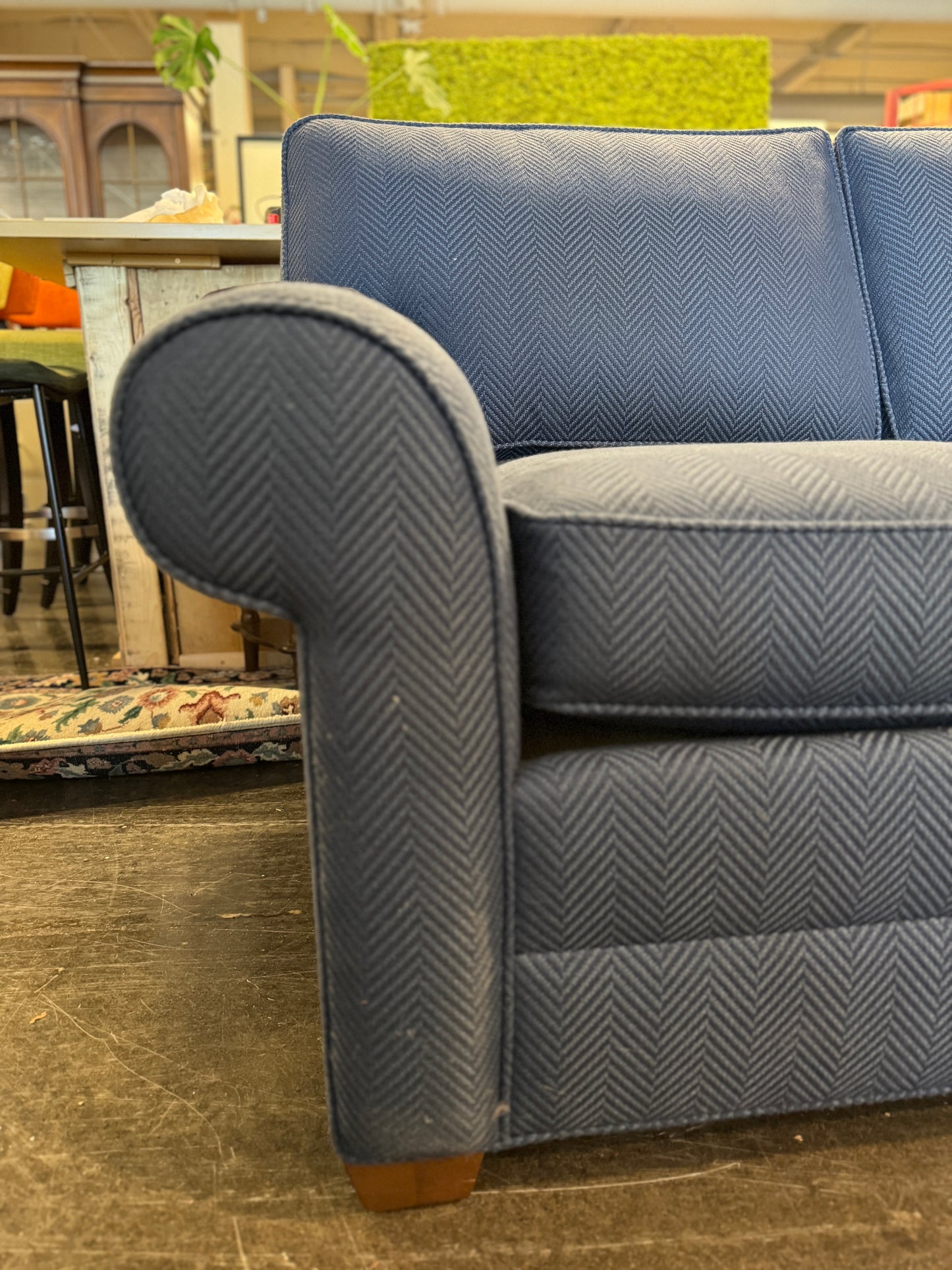 Ethan Allen Spencer Roll-Arm Sofa and Ottoman