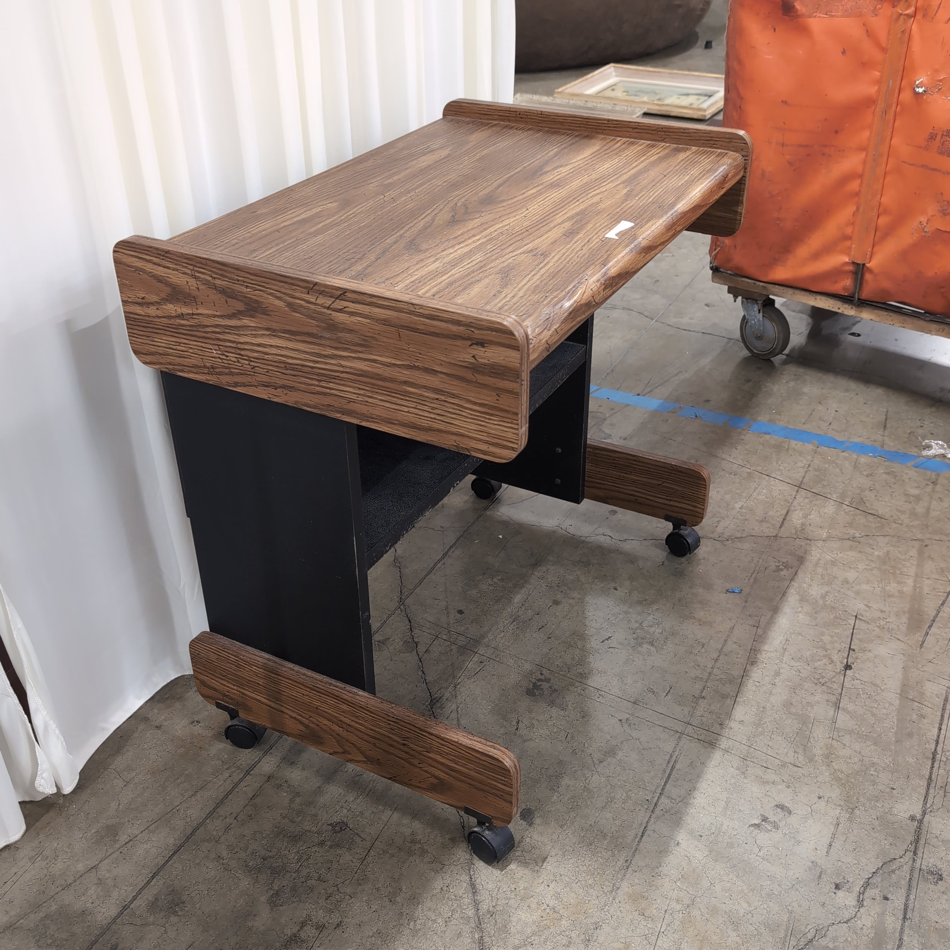 Rustic Dark Wood Desk with Lower Shelf