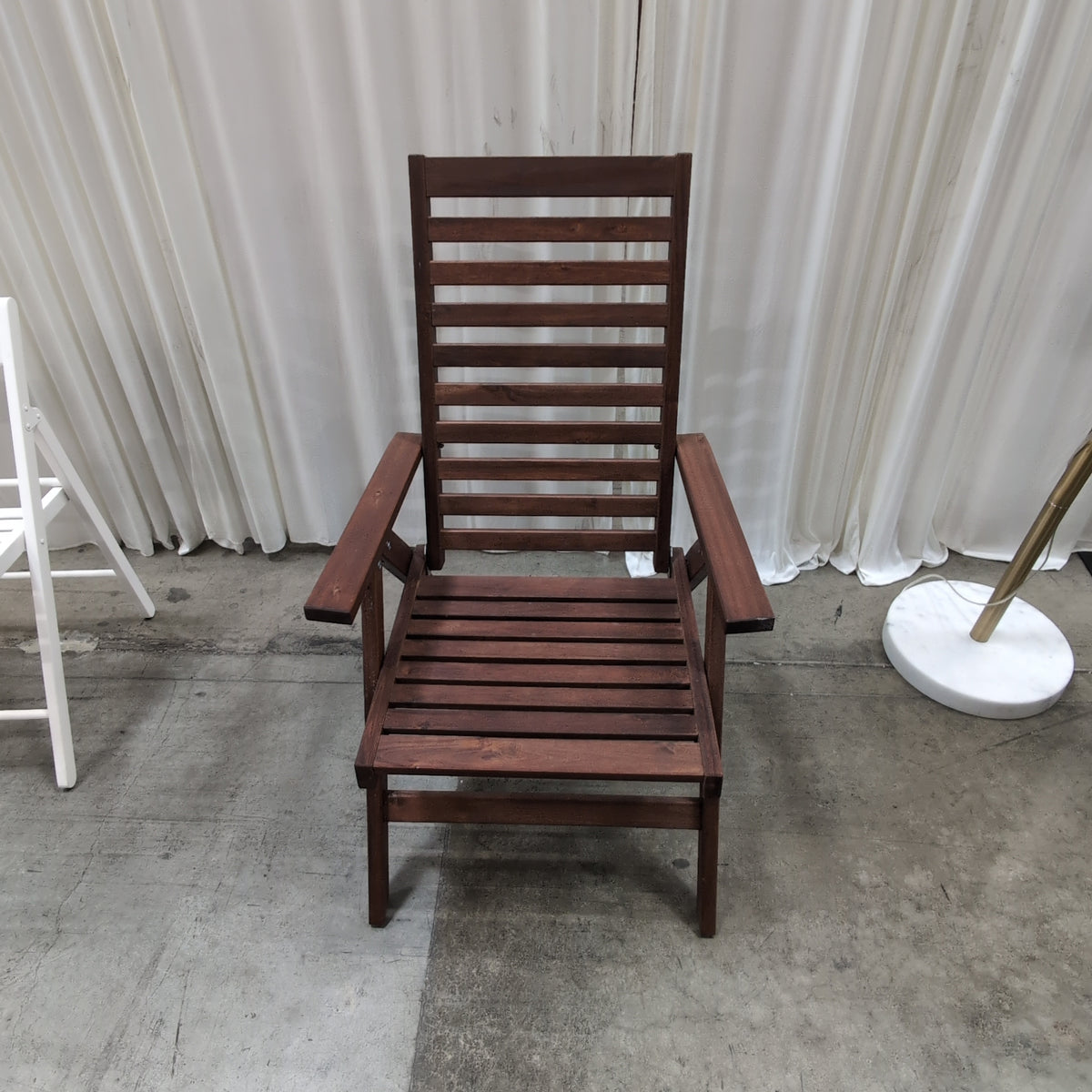 IKEA-Brown Hardwood Slatted Outdoor Lounge Chair