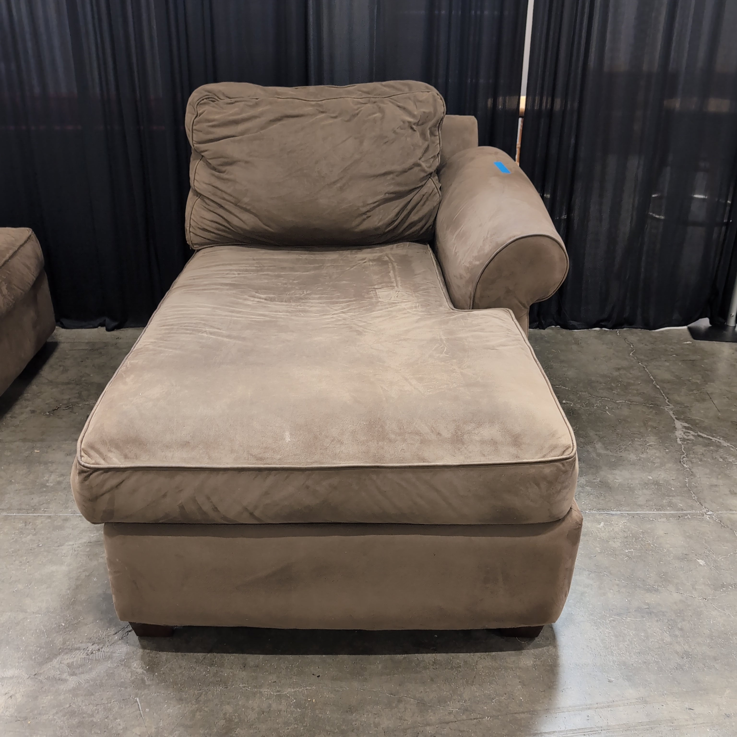 Tan Microfiber Chaise with One Arm