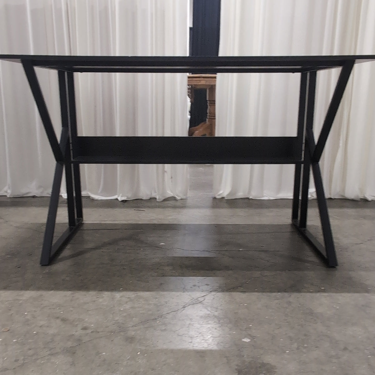 Industrial Black Wood Top Desk with Brown Accent