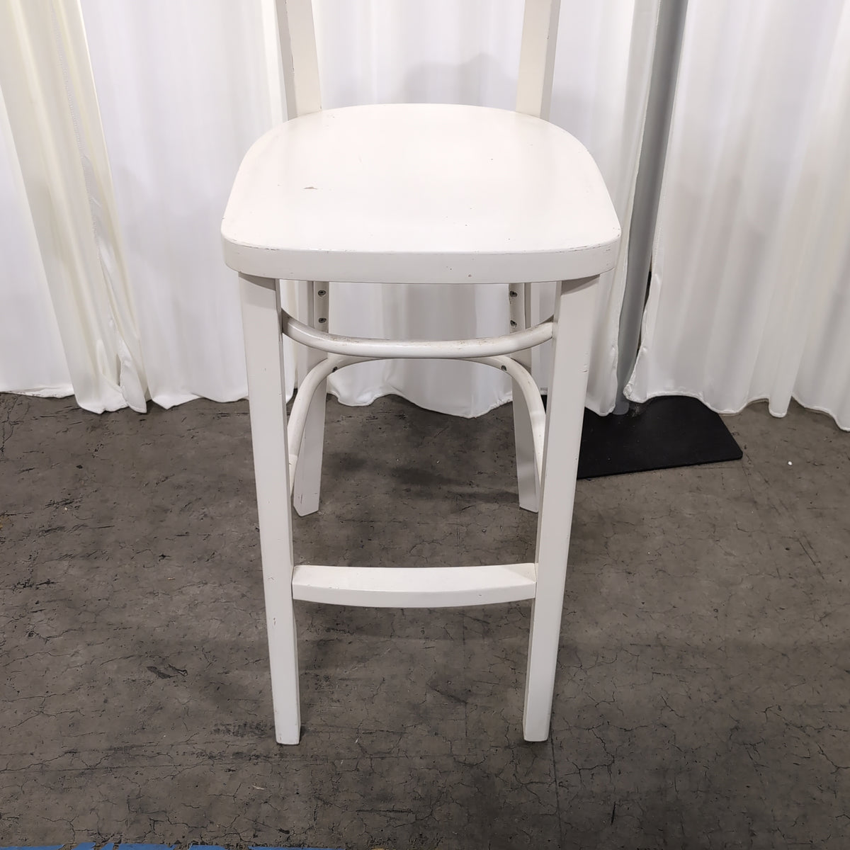 Pair of White Wood Bar Stools with Backs