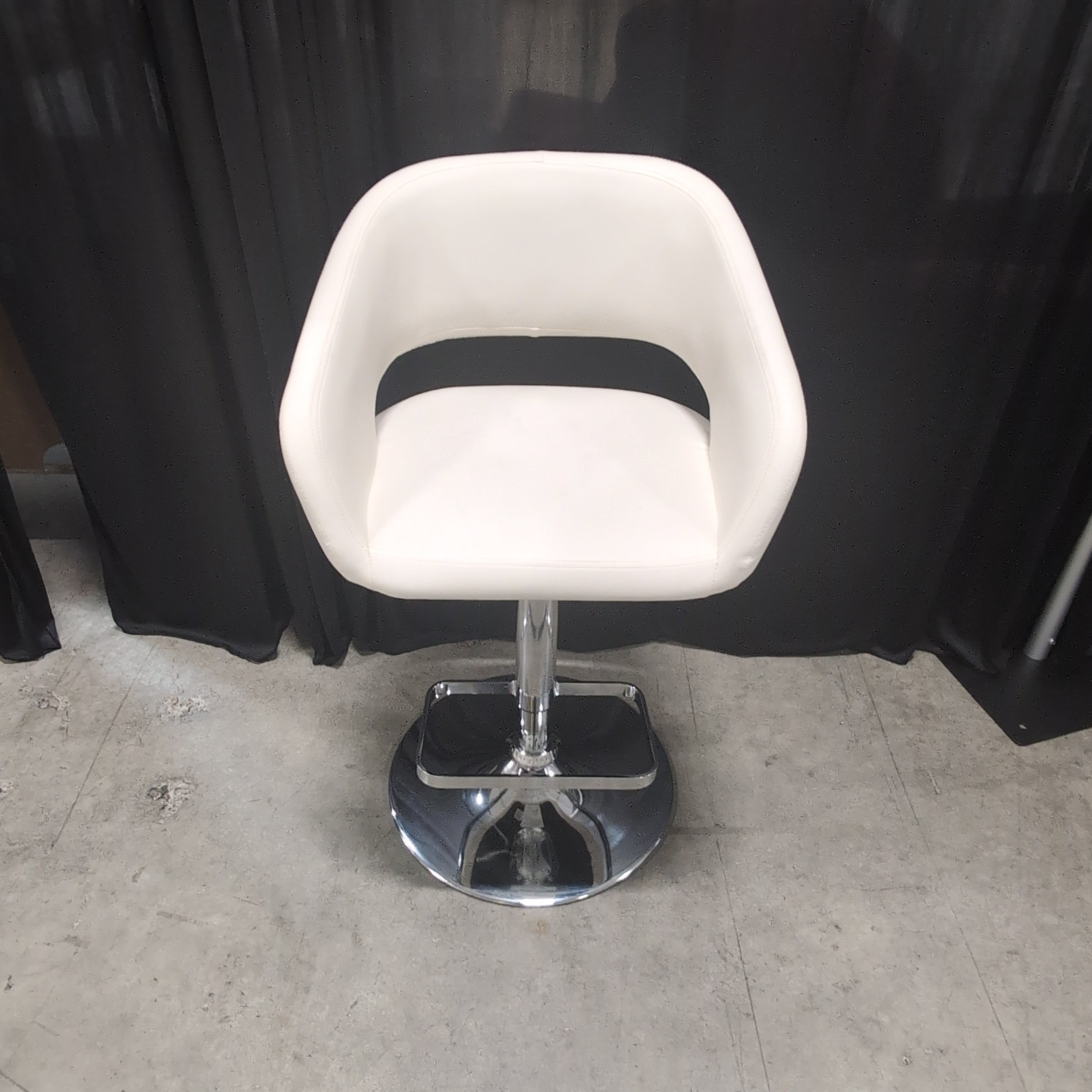 Cream Faux Leather Swivel Bar Stool with Chrome Base