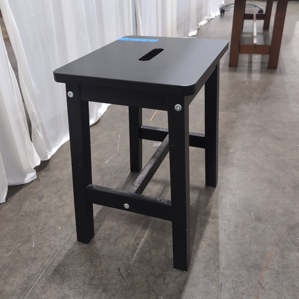 Black Wood Step Stool with Top Handle Slot