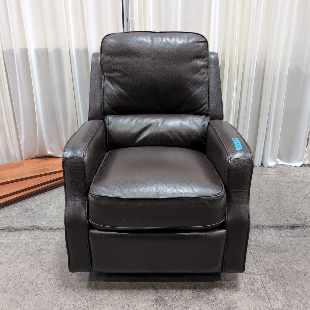 Dark Brown Leather Recliner with Lever Handle