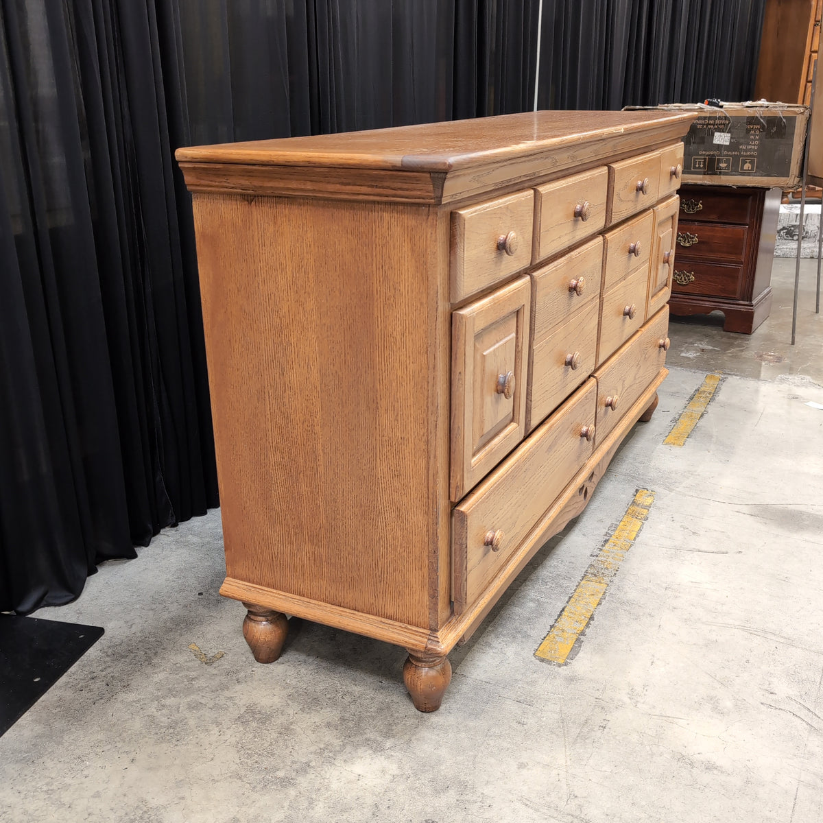 Traditional Wood Dresser with Attached Mirror