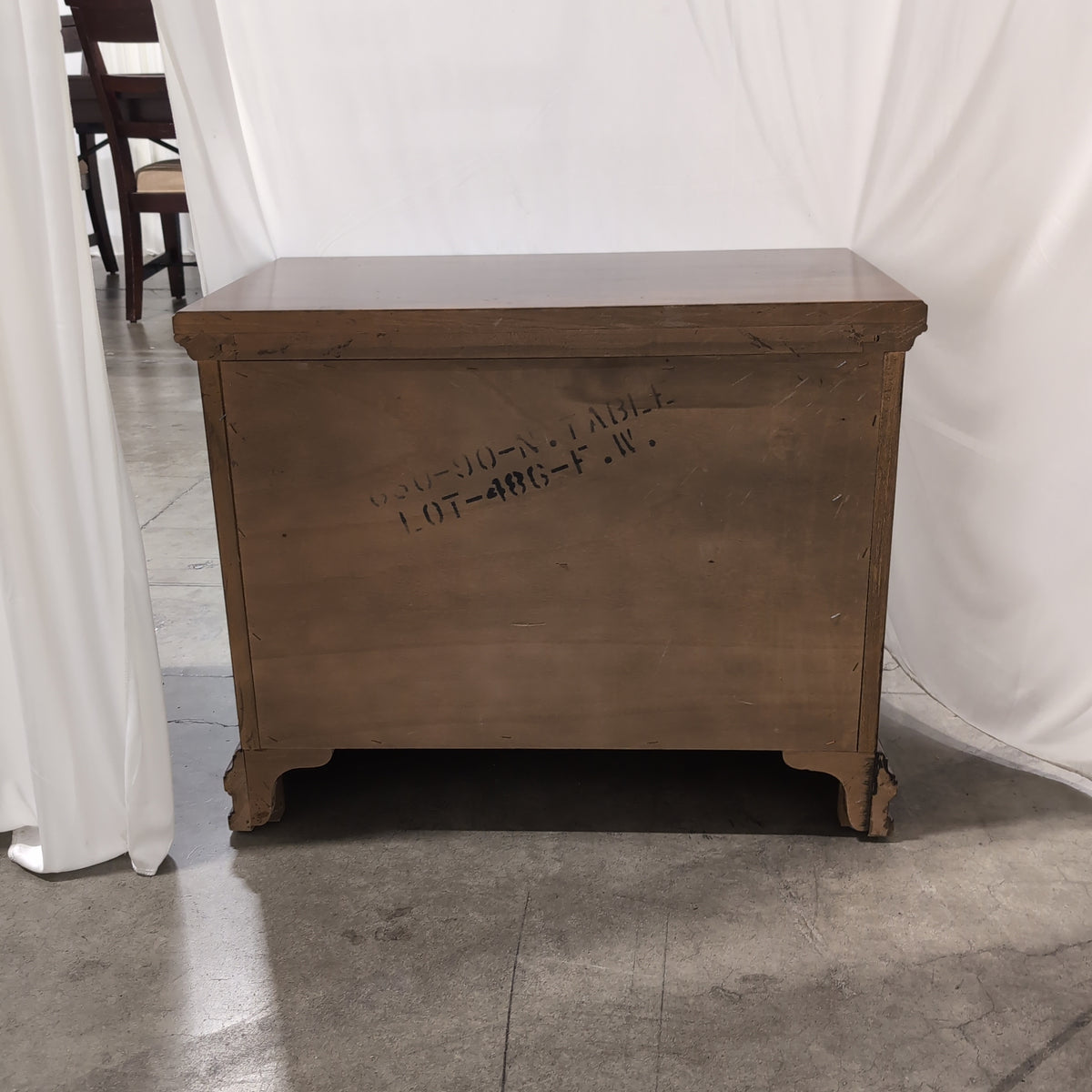 Ornate Dark Wood Two-Drawer Nightstand