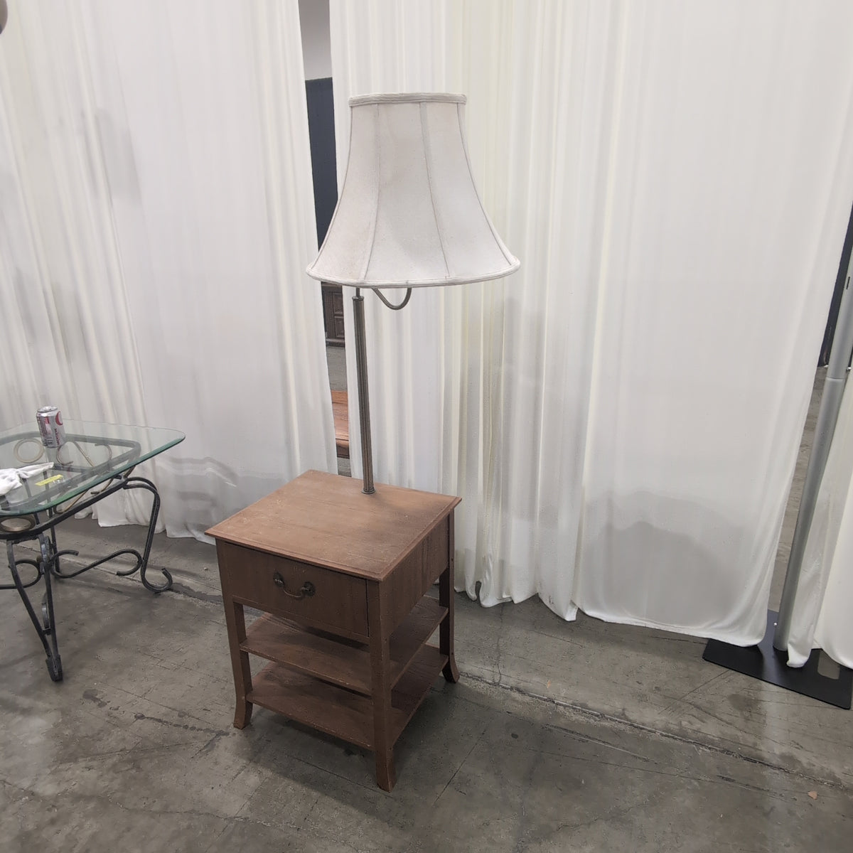 Brown Wood Nightstand with Single Drawer