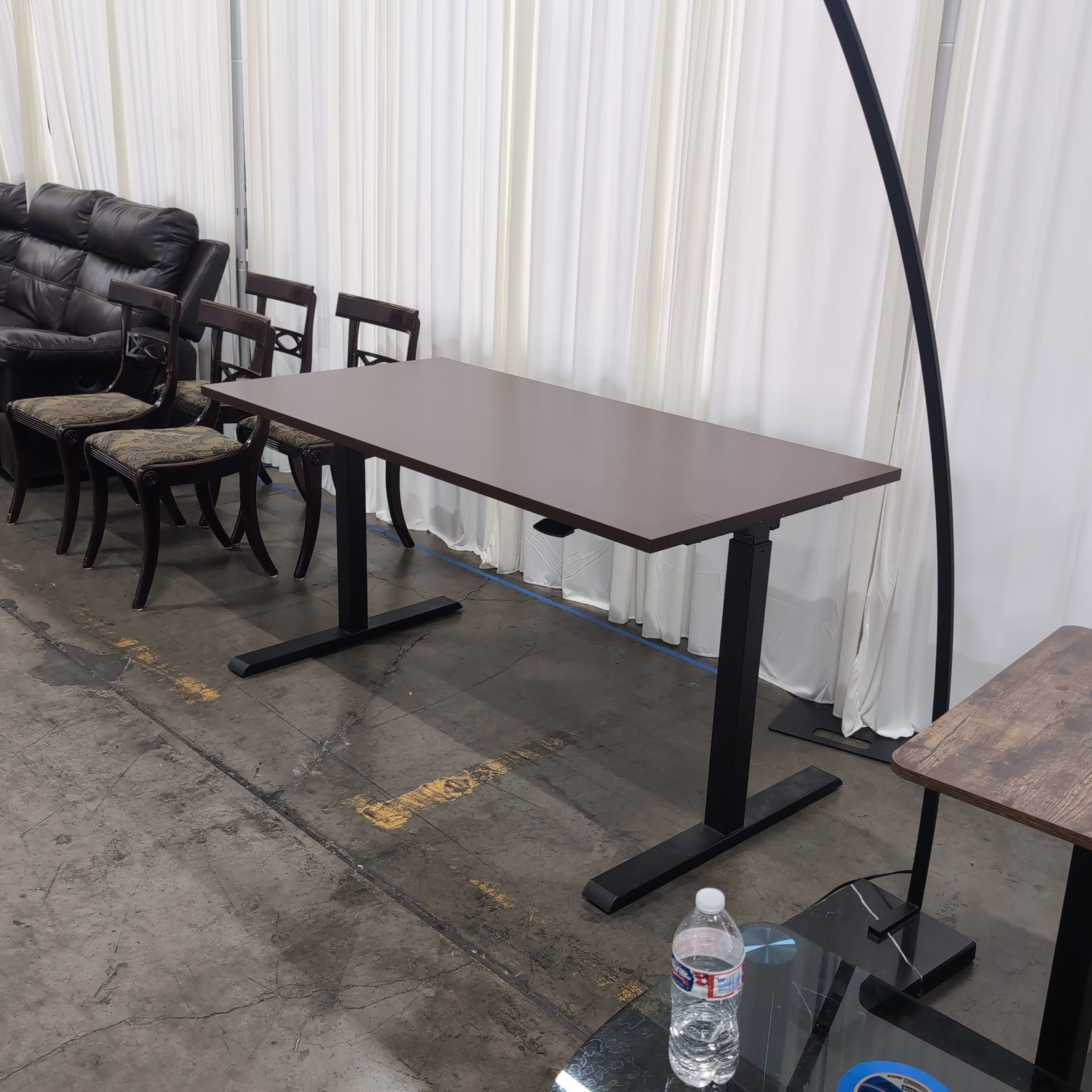 Dark Brown Laminate Adjustable Height Desk