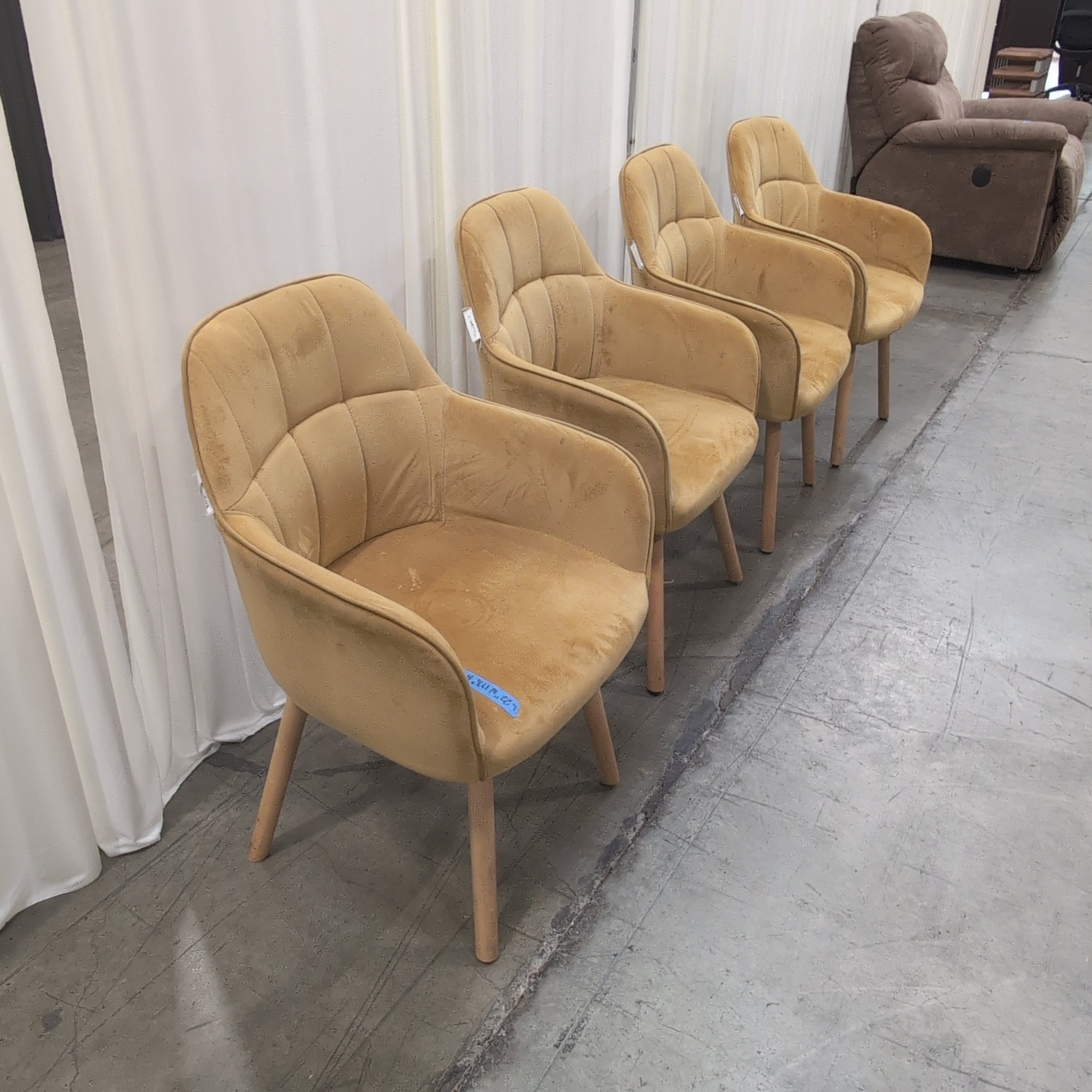 Set of four Channel Tufted Mustard Yellow Accent Chair