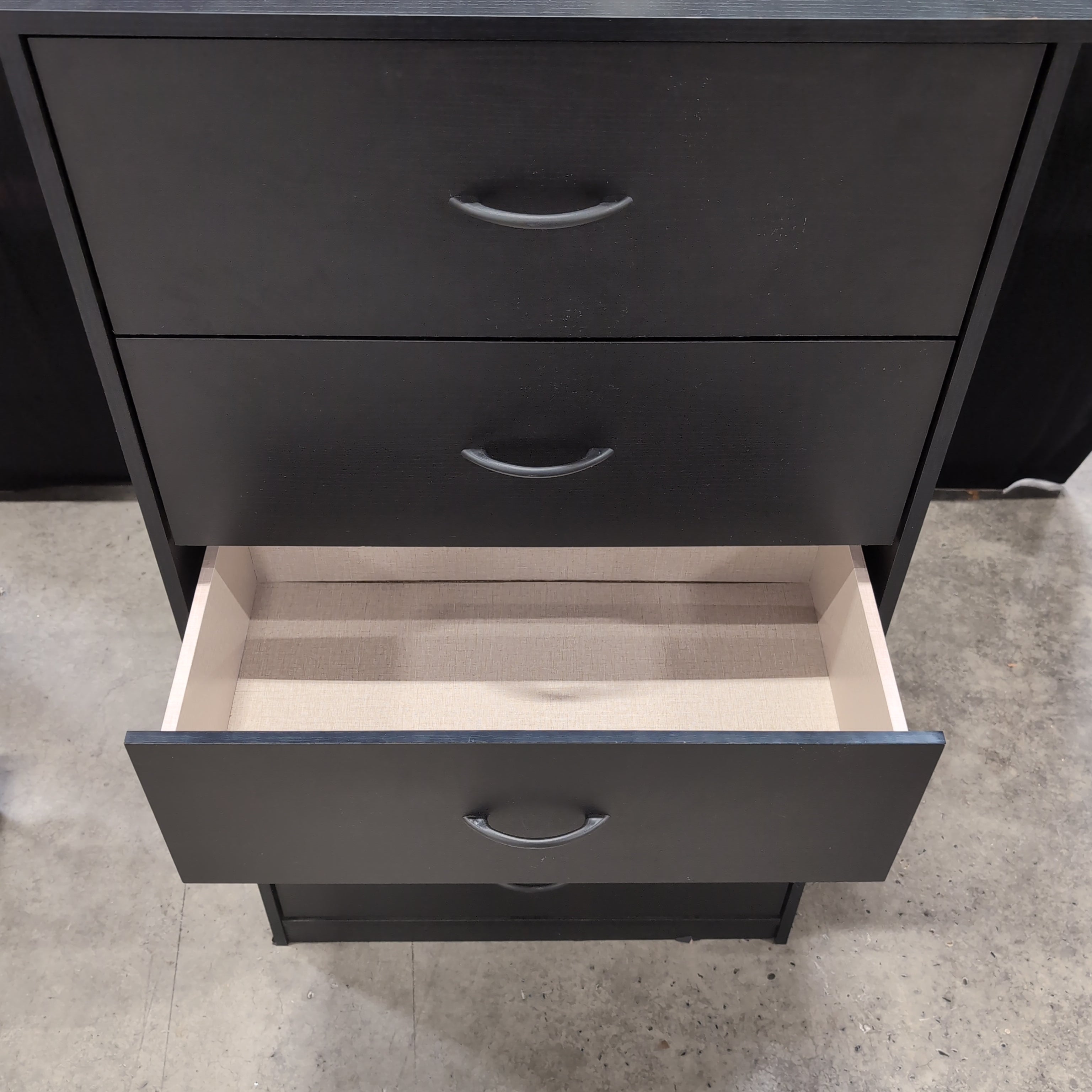 Dark Gray Five-Drawer Tall Dresser with Curved Pulls
