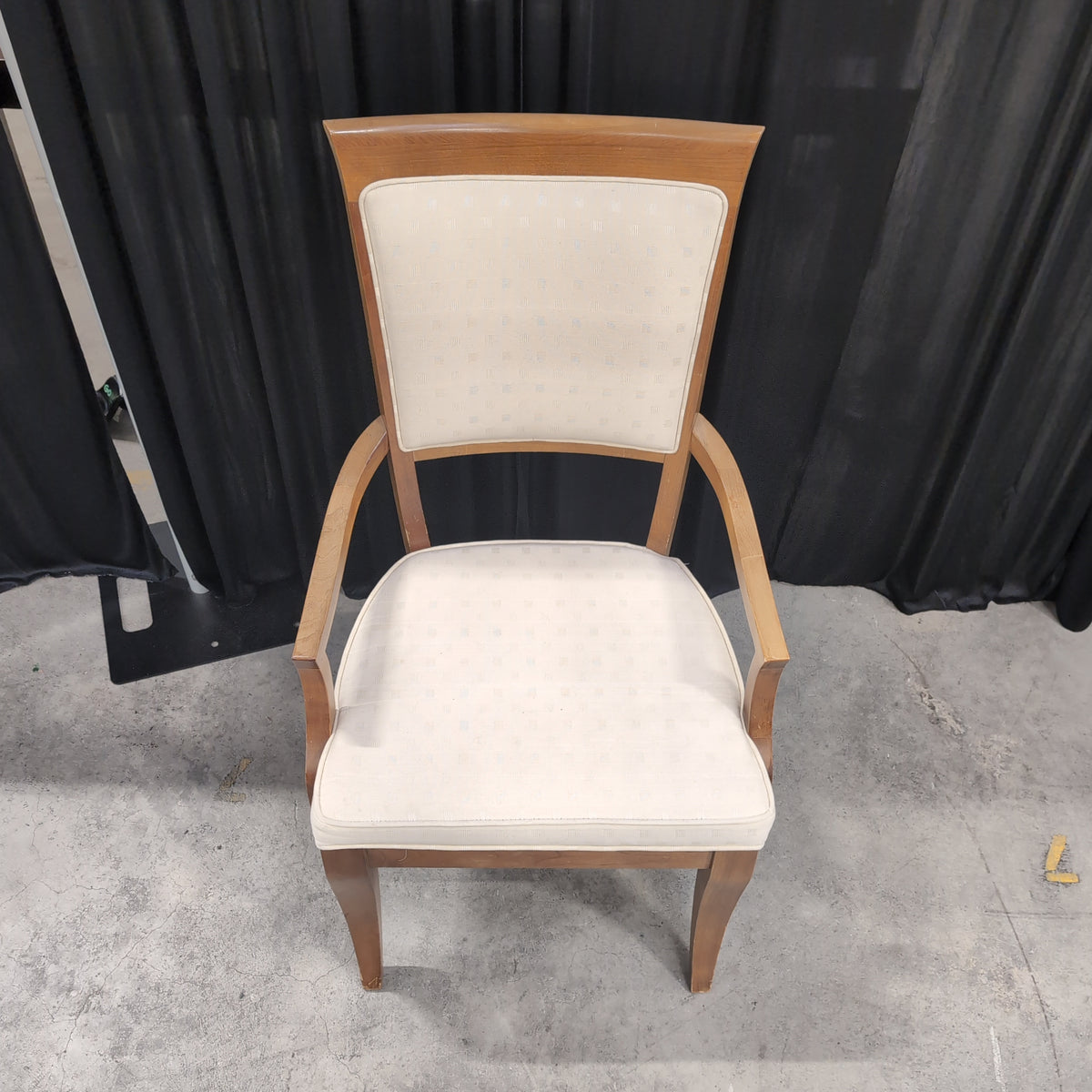 Traditional Wood Dining Armchair with Cream Upholstery