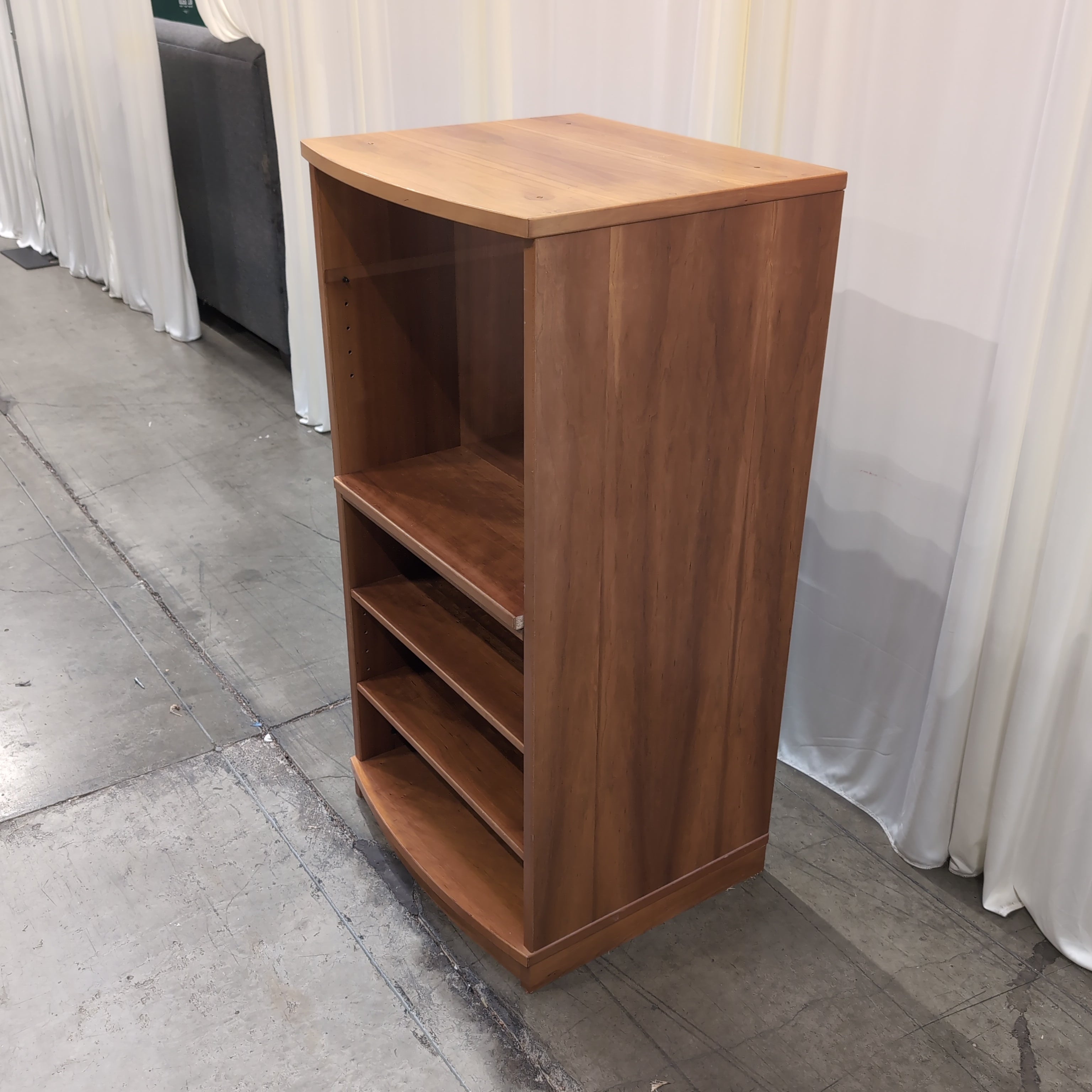 Medium Brown Wood Three-Shelf Bookcase