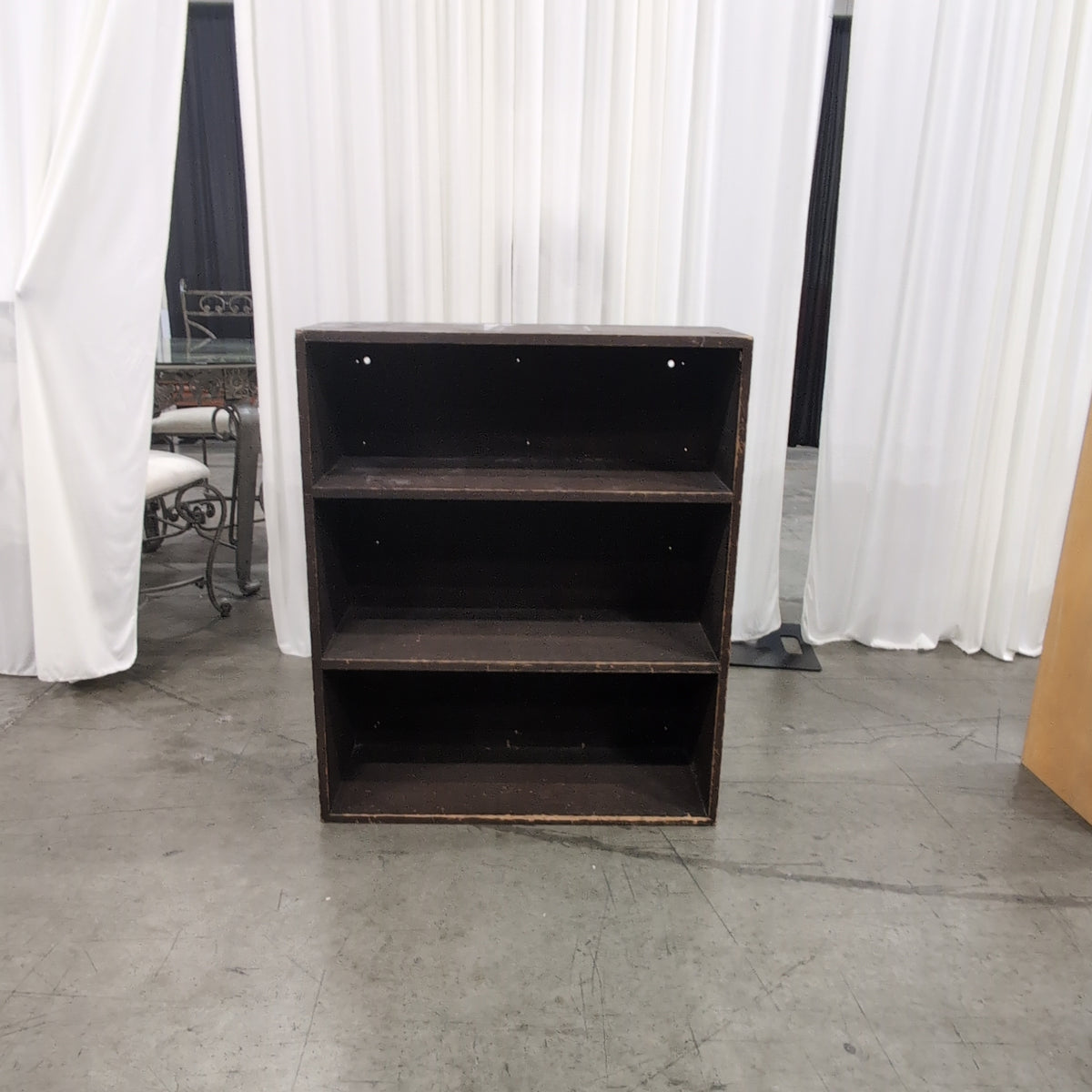 Dark Brown Three-Shelf Bookcase in Wood Tone