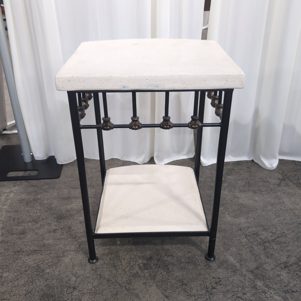Square Mediterranean End Table in Stone and Iron