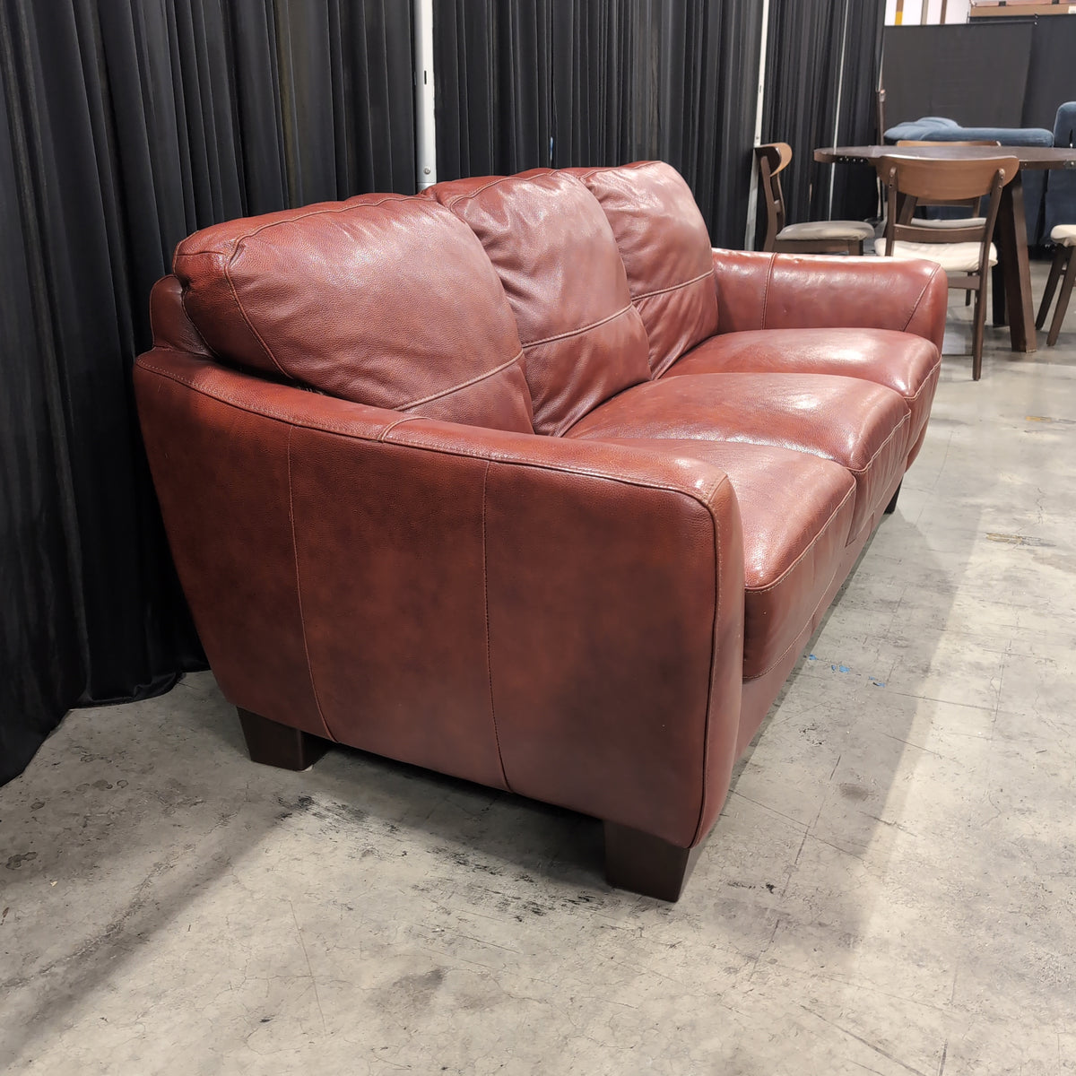 Terracotta Leather Three-Seat Couch