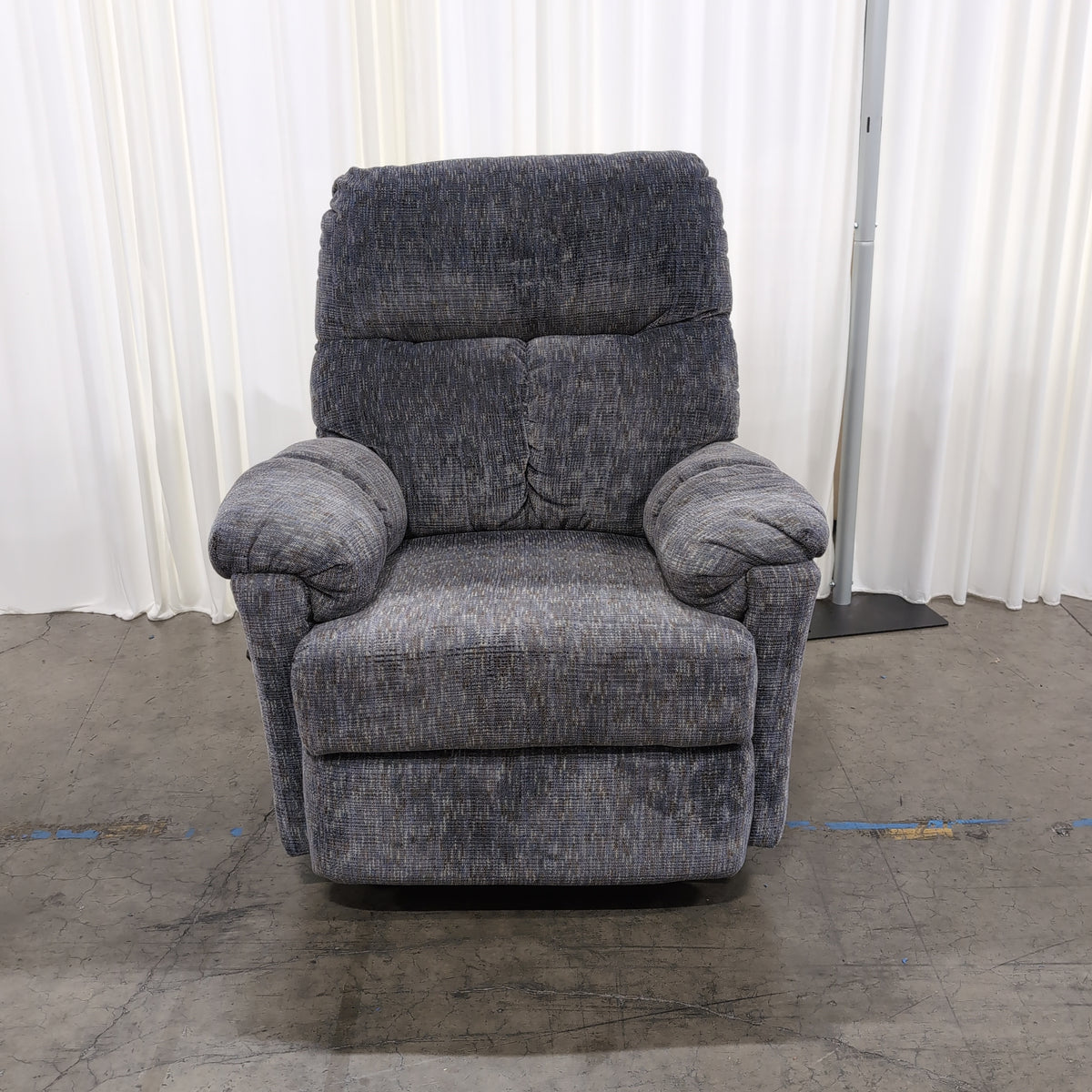 Padded Heathered Grey Fabric Recliner
