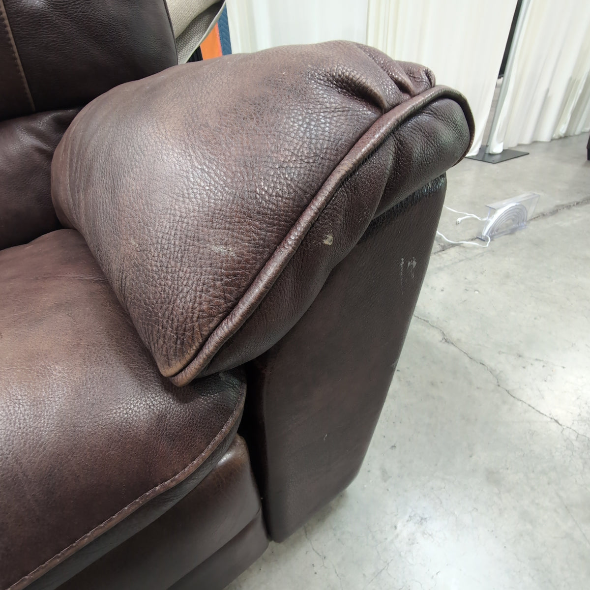 Classic Brown Leather Three-Seat Couch
