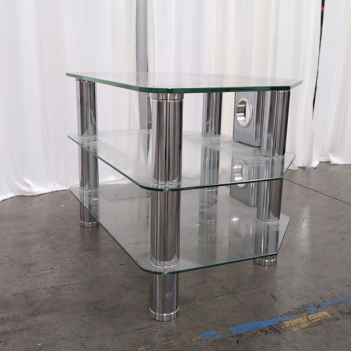 Clear Glass Three-Tier Corner TV Stand
