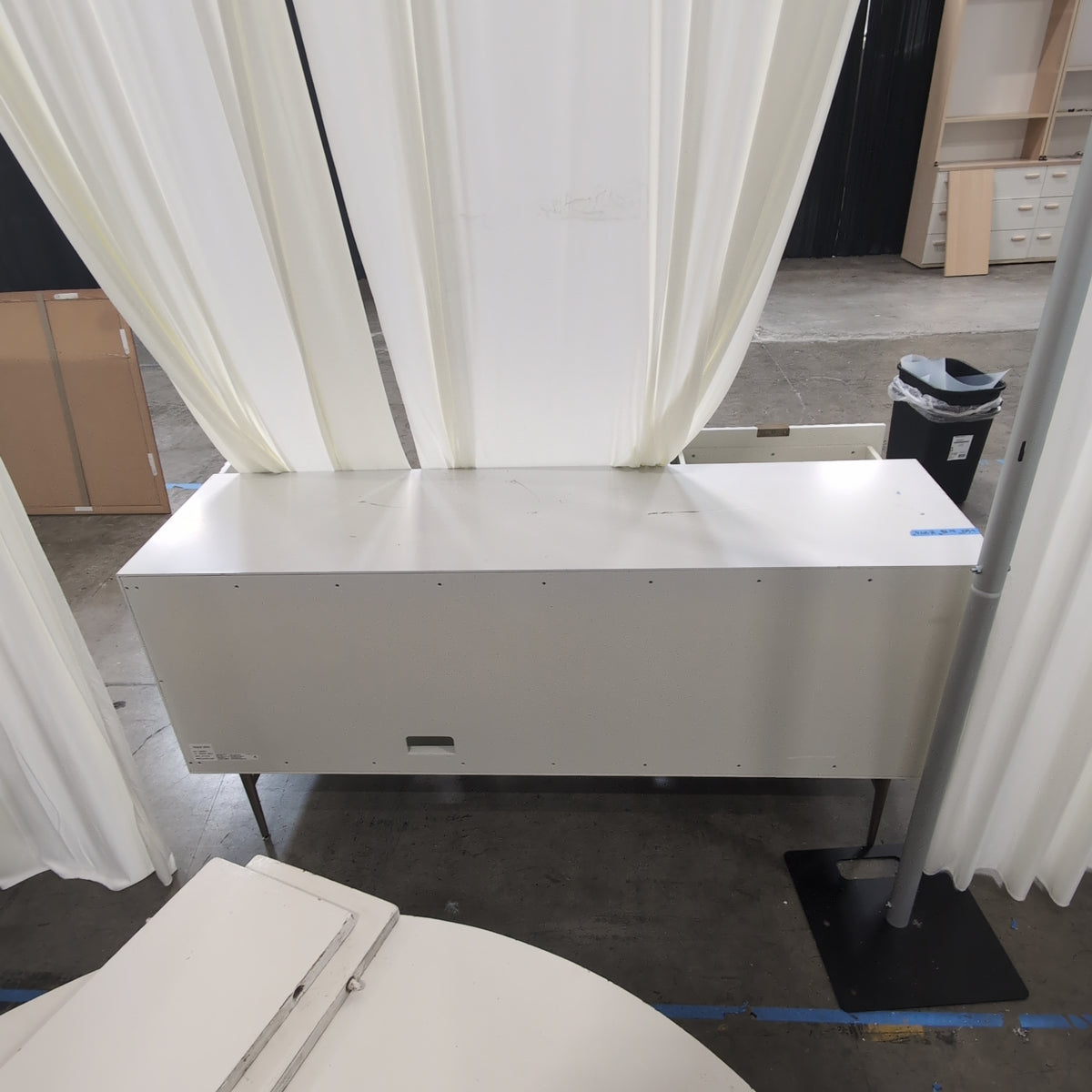 Modern White Textured Buffet with Metal Legs