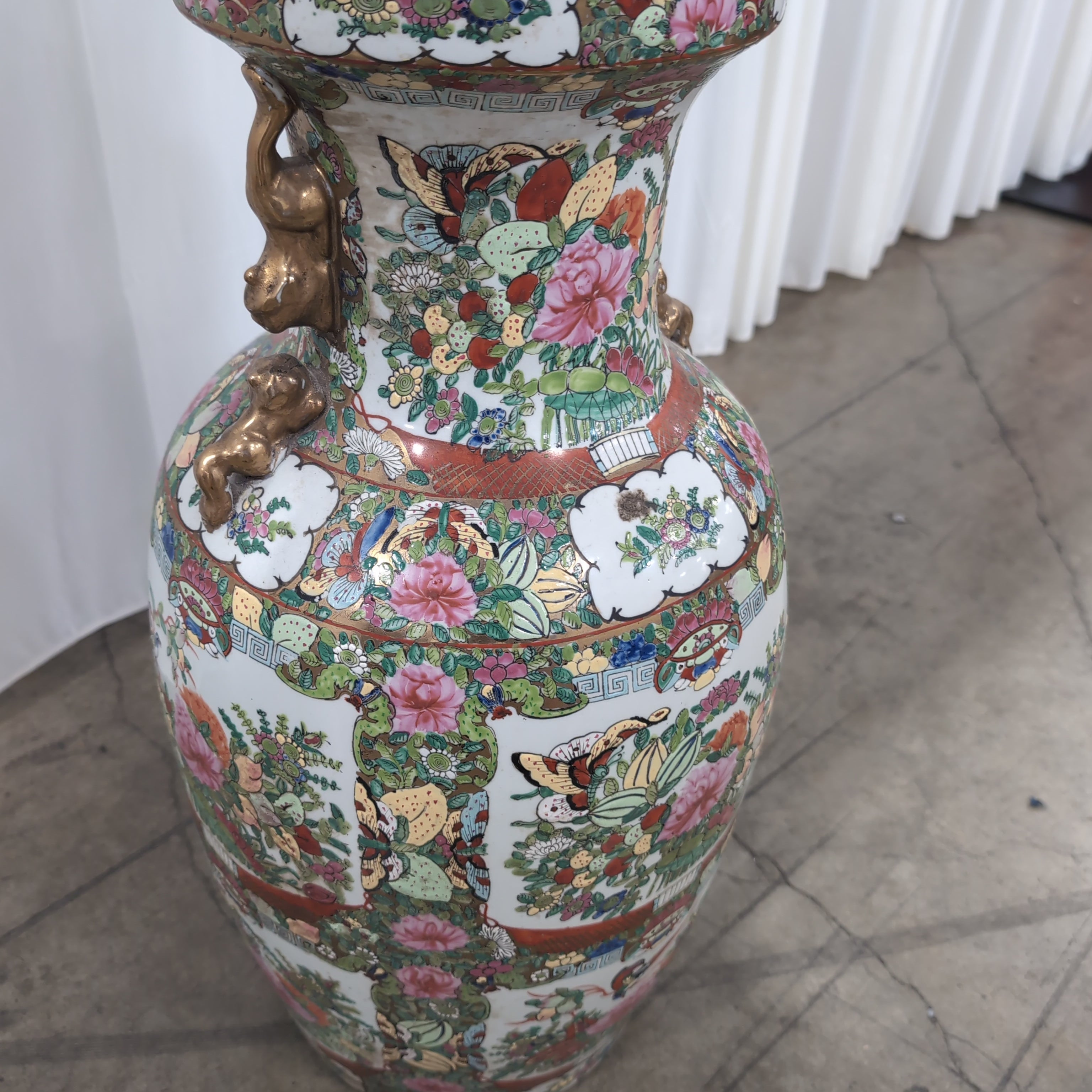 Colorful Chinese Porcelain Vase with Ornate Handles